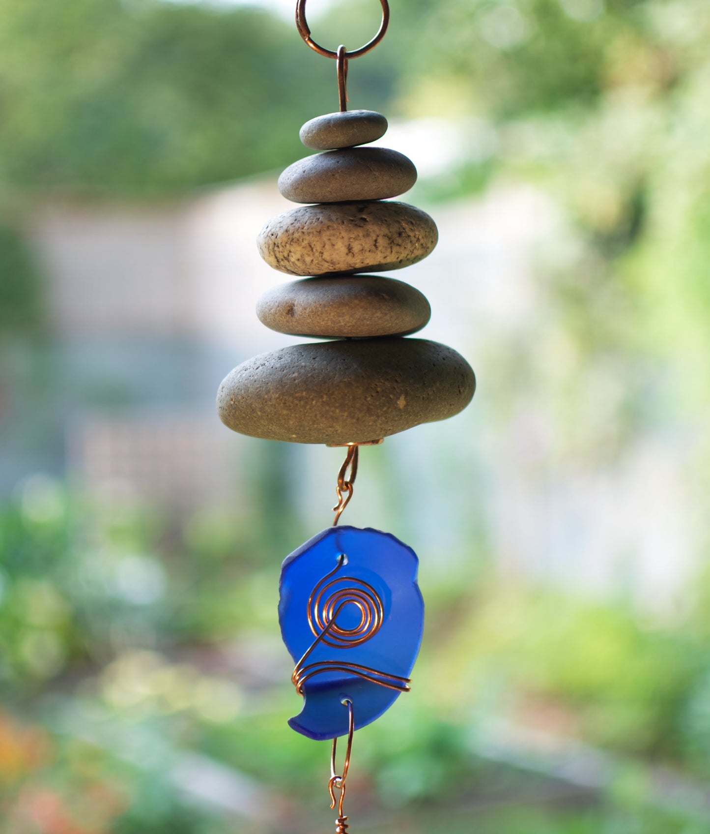 Wind Chime Zen Outdoor Beach Stones Sea Glass Windchimes