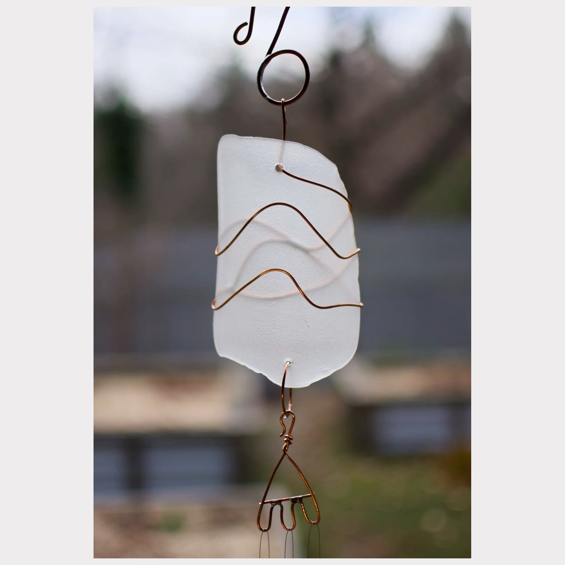 detail, frosty sea glass wind chime