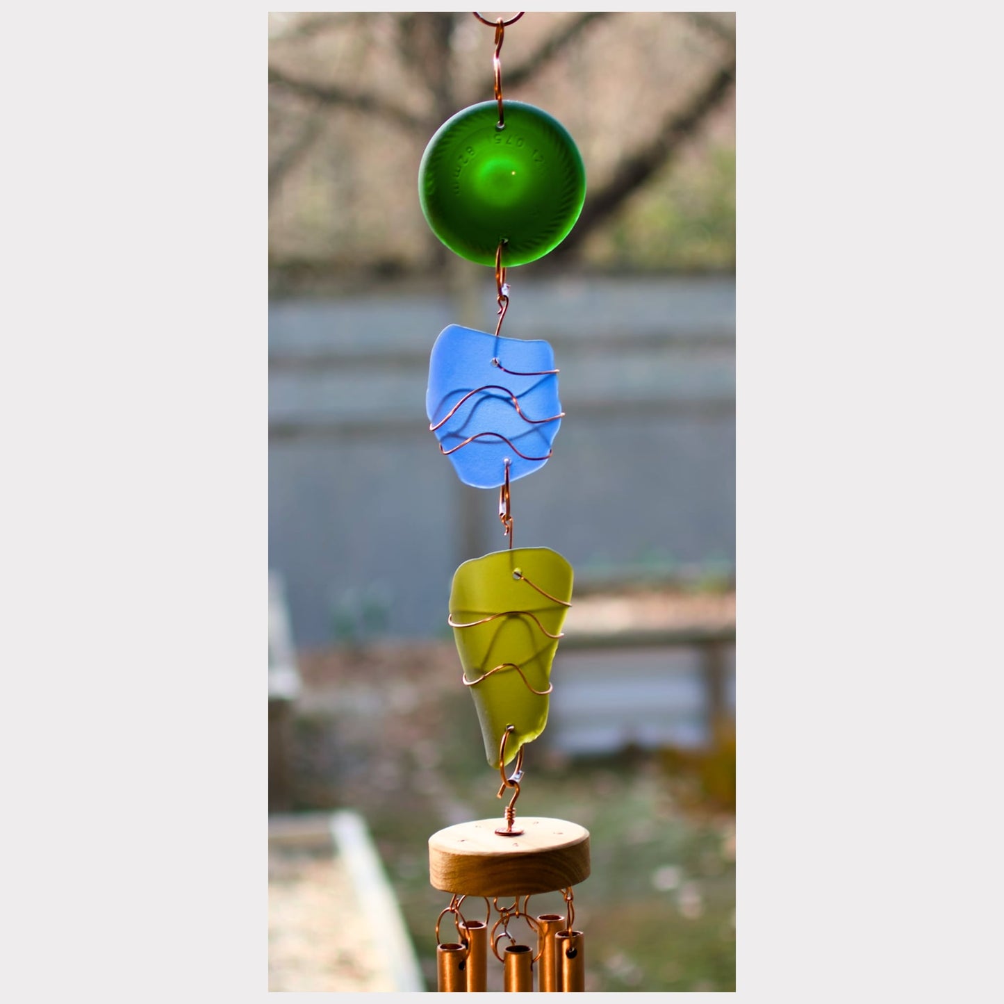 detail sea glass wind chime