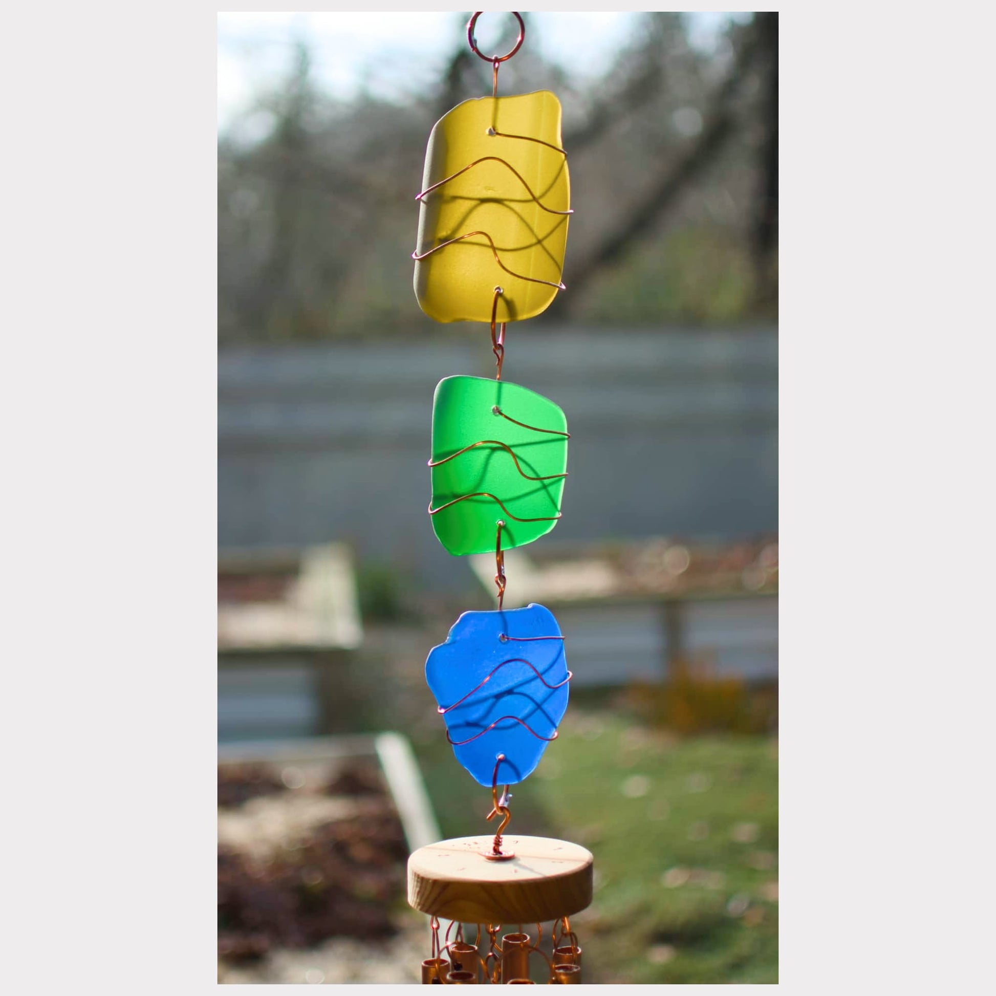 detail, sea glass wind chime