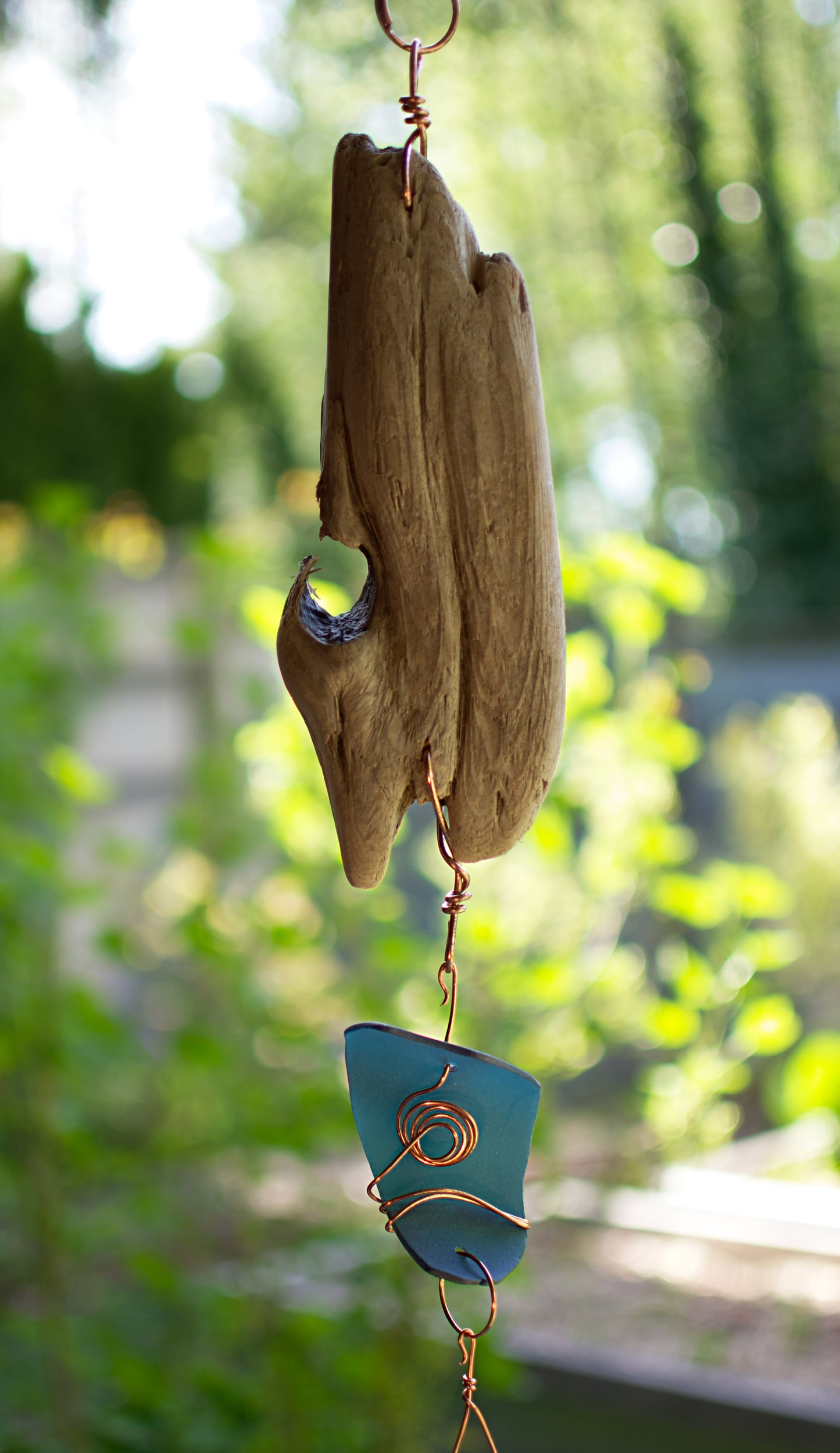 Wind Chime Driftwood Sea Glass Outdoor Windchimes