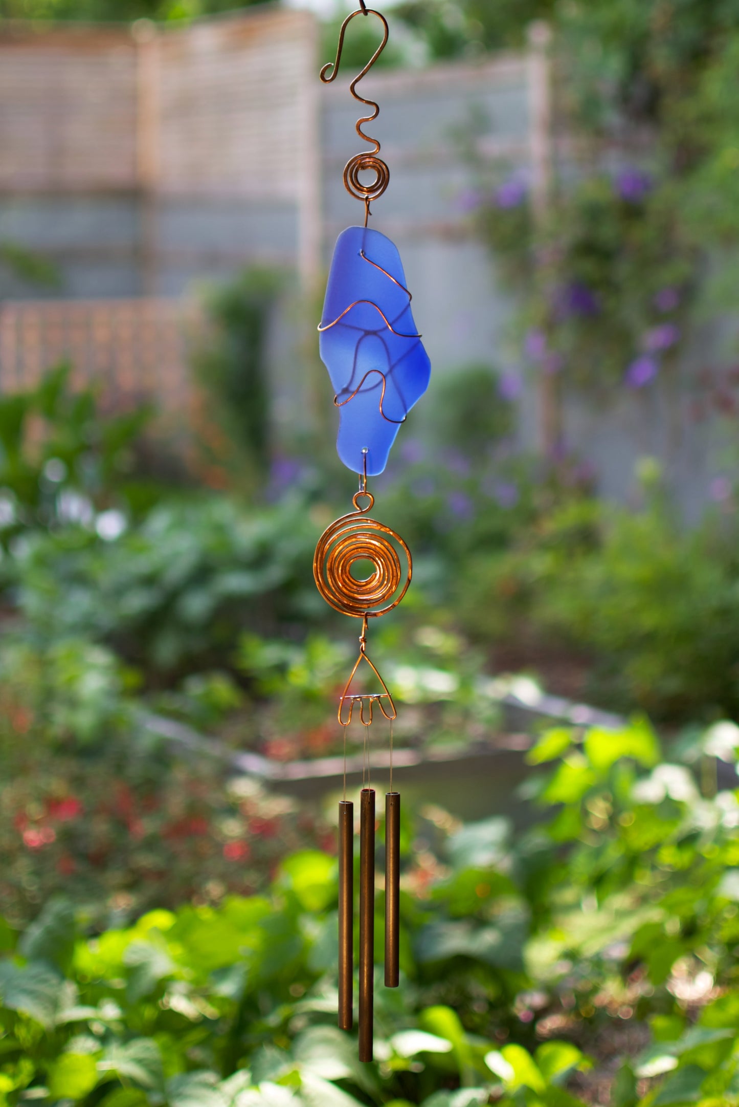 Wind Chime Glass Copper Brass Handcrafted Outdoor