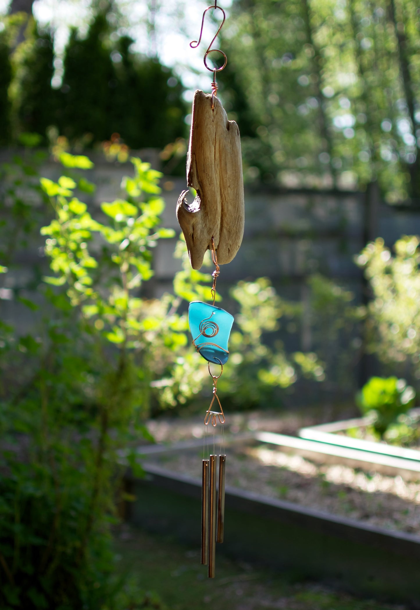 Wind Chime Driftwood Sea Glass Outdoor Windchimes