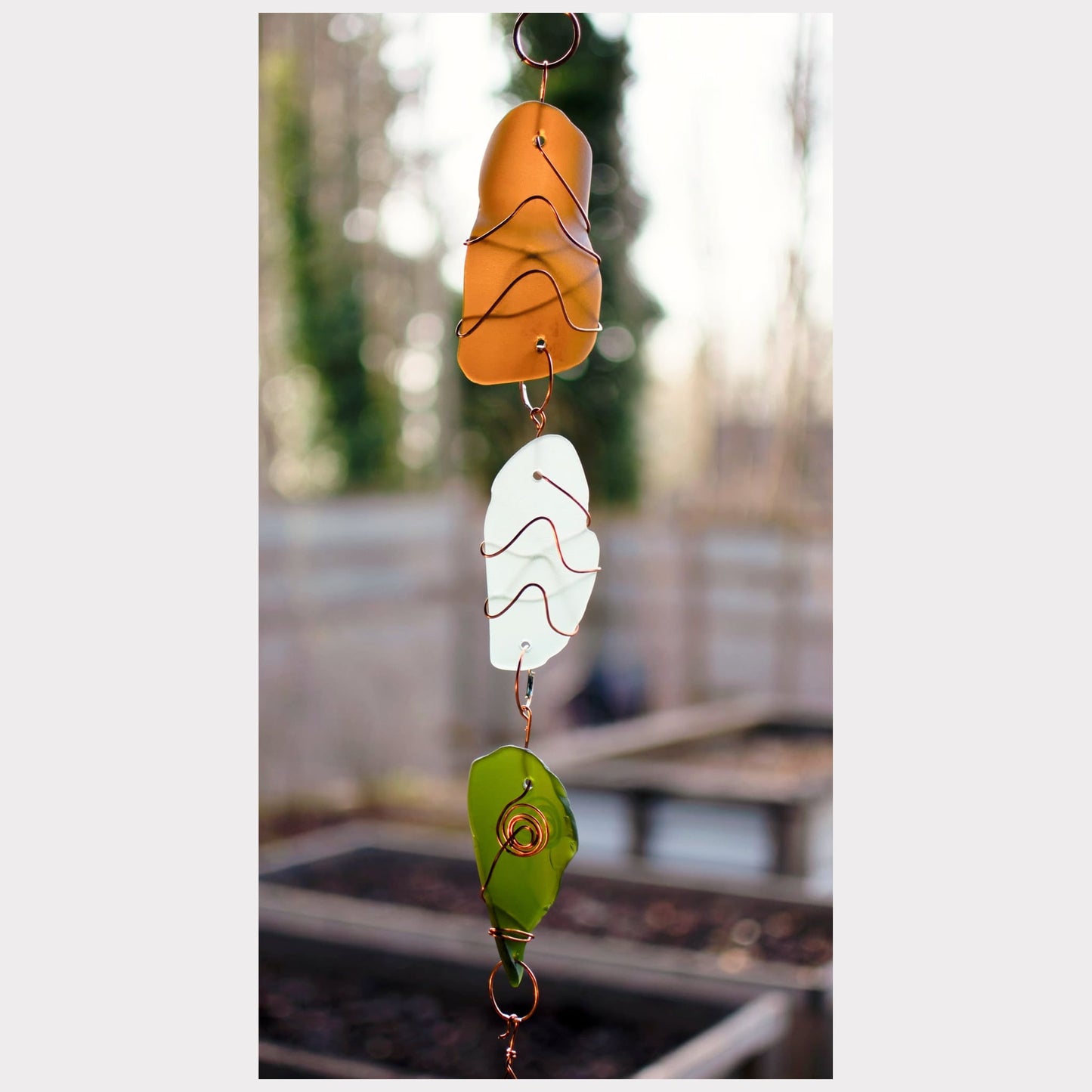 detail, sea glass handmade wind chime