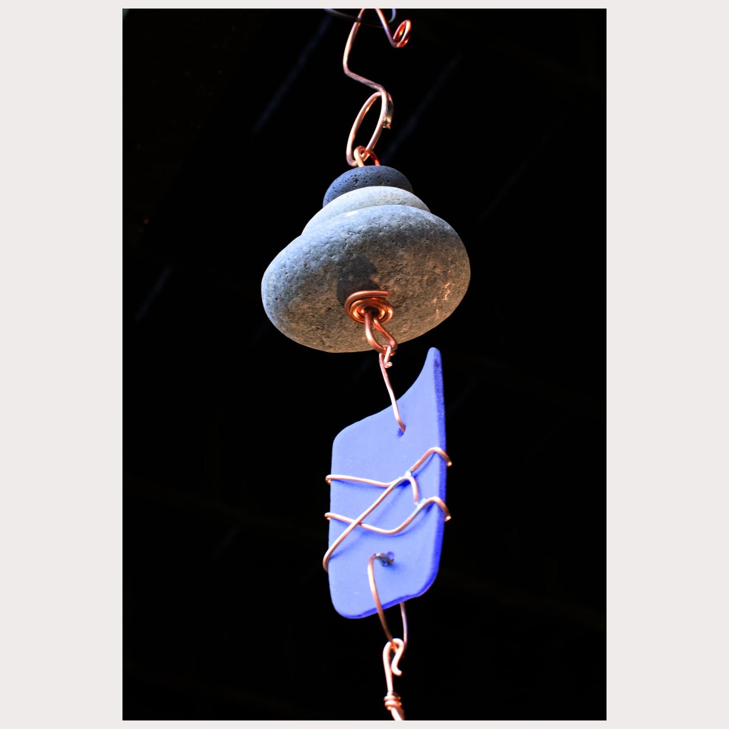 bottom view, zen beach stone chime