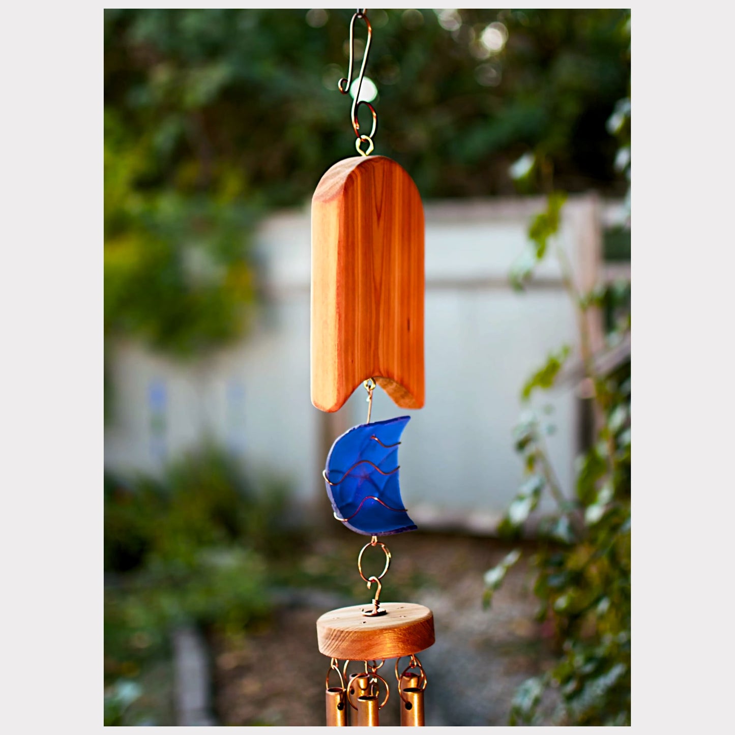 cedar and sea glass wind chime