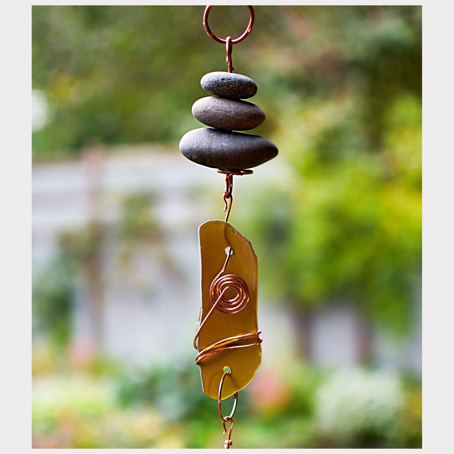 Wind Chime Sea Glass Beach Stone Handcrafted Chimes