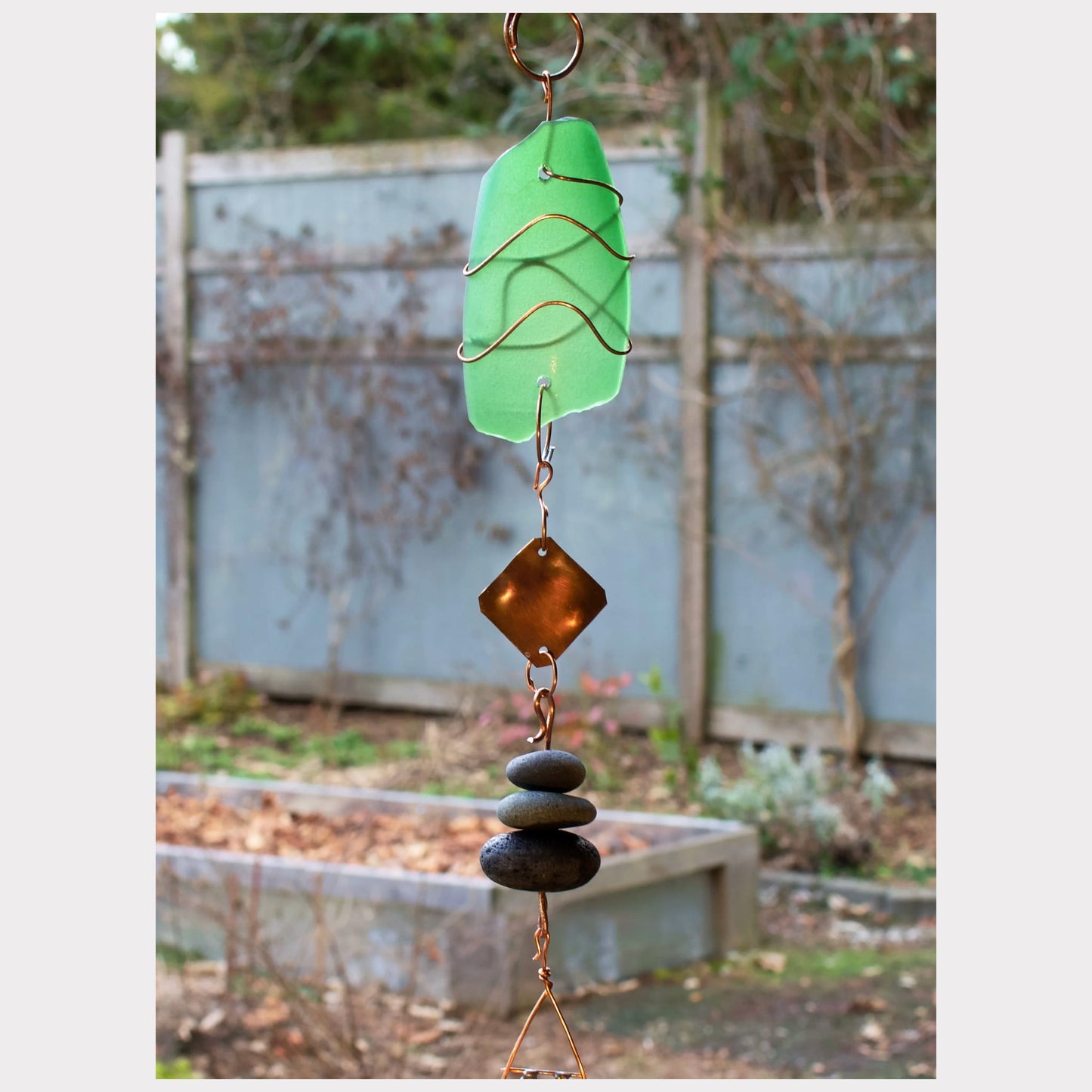 Wind Chime Sea Glass Beach Stone Handcrafted Outdoor