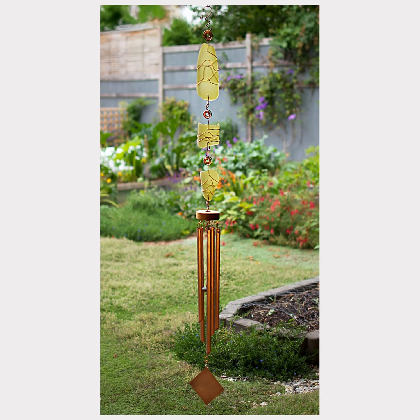 fancy sea glass copper wind chime