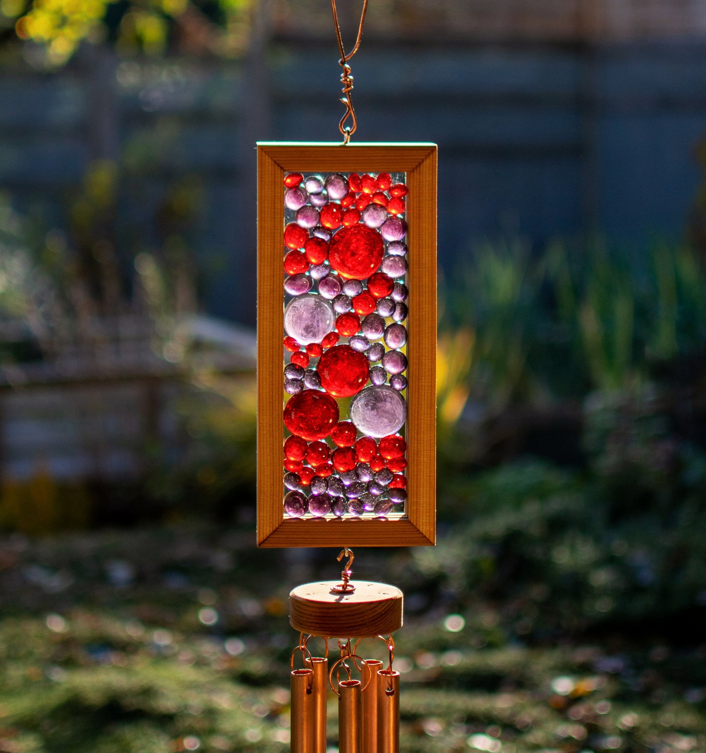 Carillon éolien Attrape-soleil en verre rouge violet Carillons éoliens 5 carillons