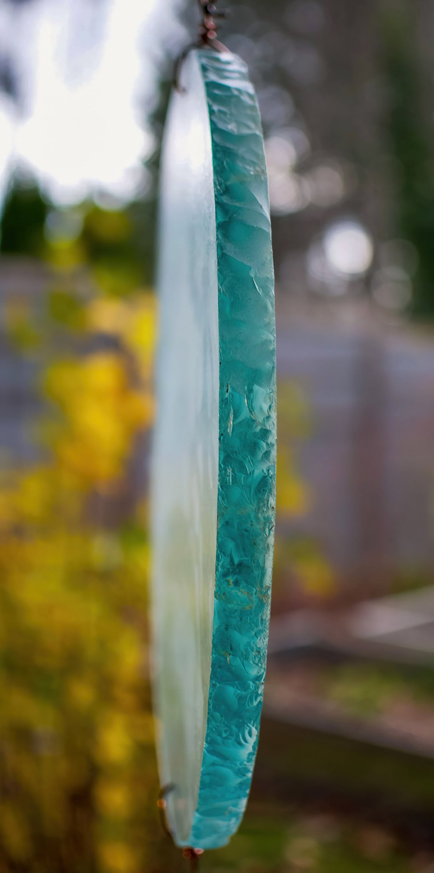 Windchime Frosty White Full Moon avec de grands carillons en cuivre