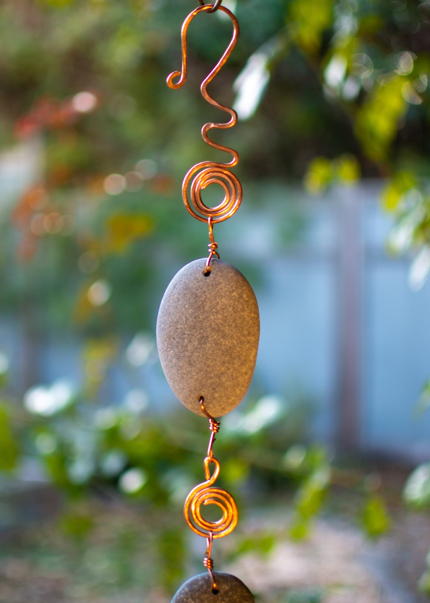 Wind Chime Pacific Beach Stones with Copper and Brass
