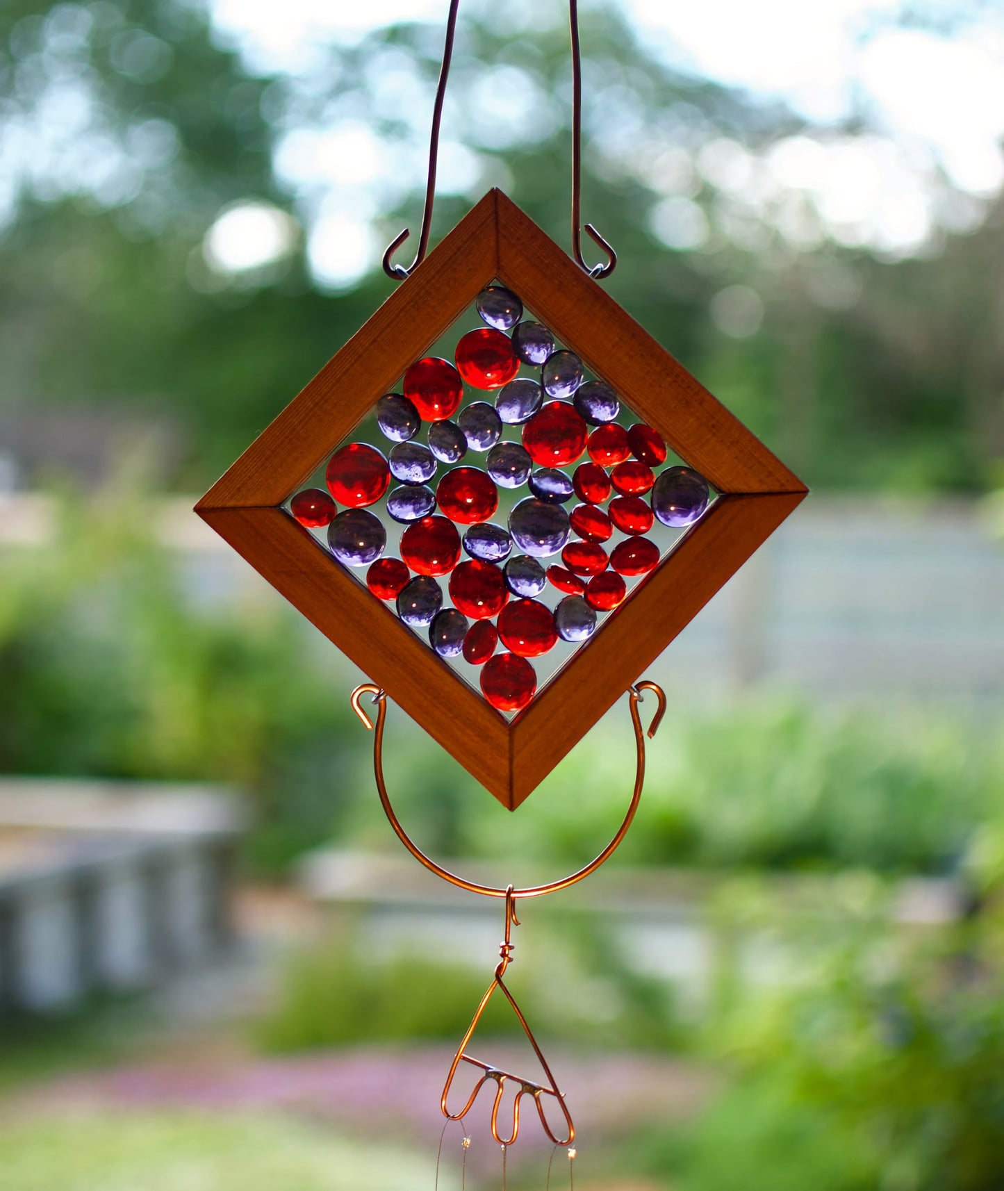 Red and Purple Glass Wind Chime Kaleidoscope