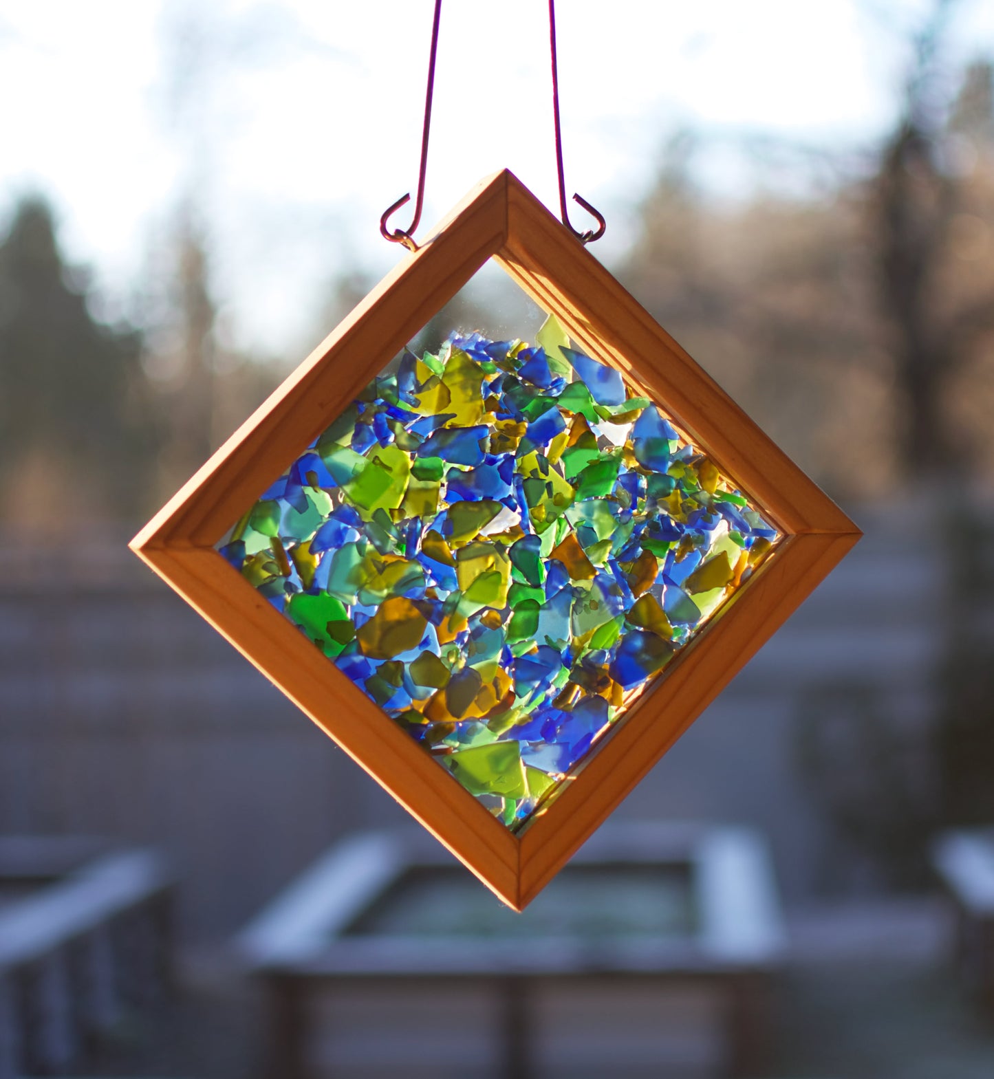 Large Sun Catcher Kaleidoscope Beach Glass Suncatcher Hanging