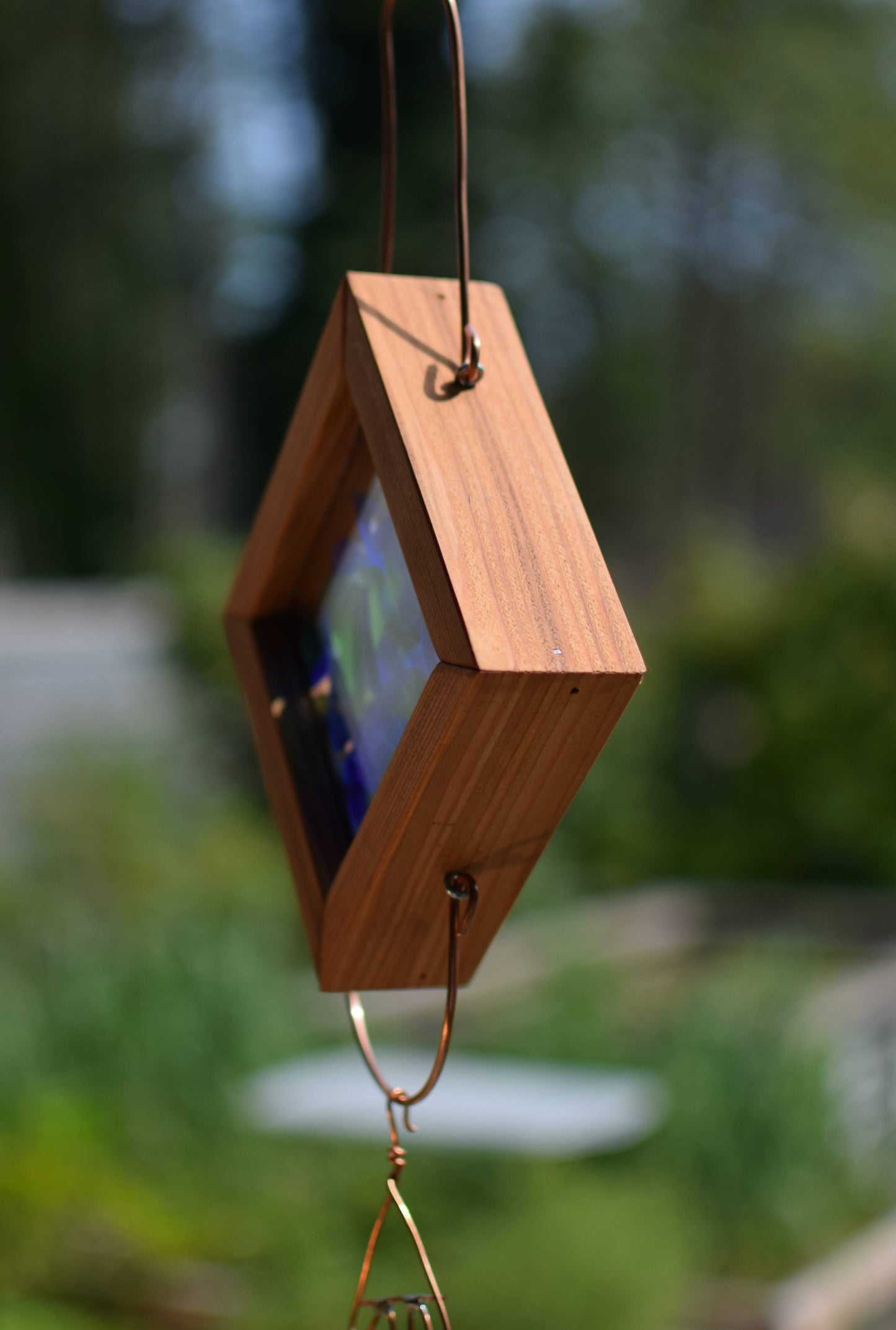 Blue Green Glass Kaleidoscope Outdoor Wind Chime