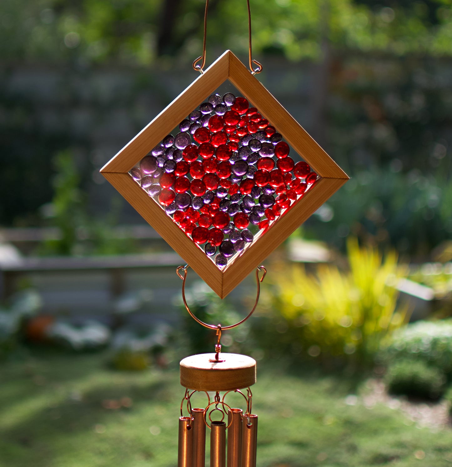 Wind Chime Colorful Glass Copper Outdoor Large Windchimes