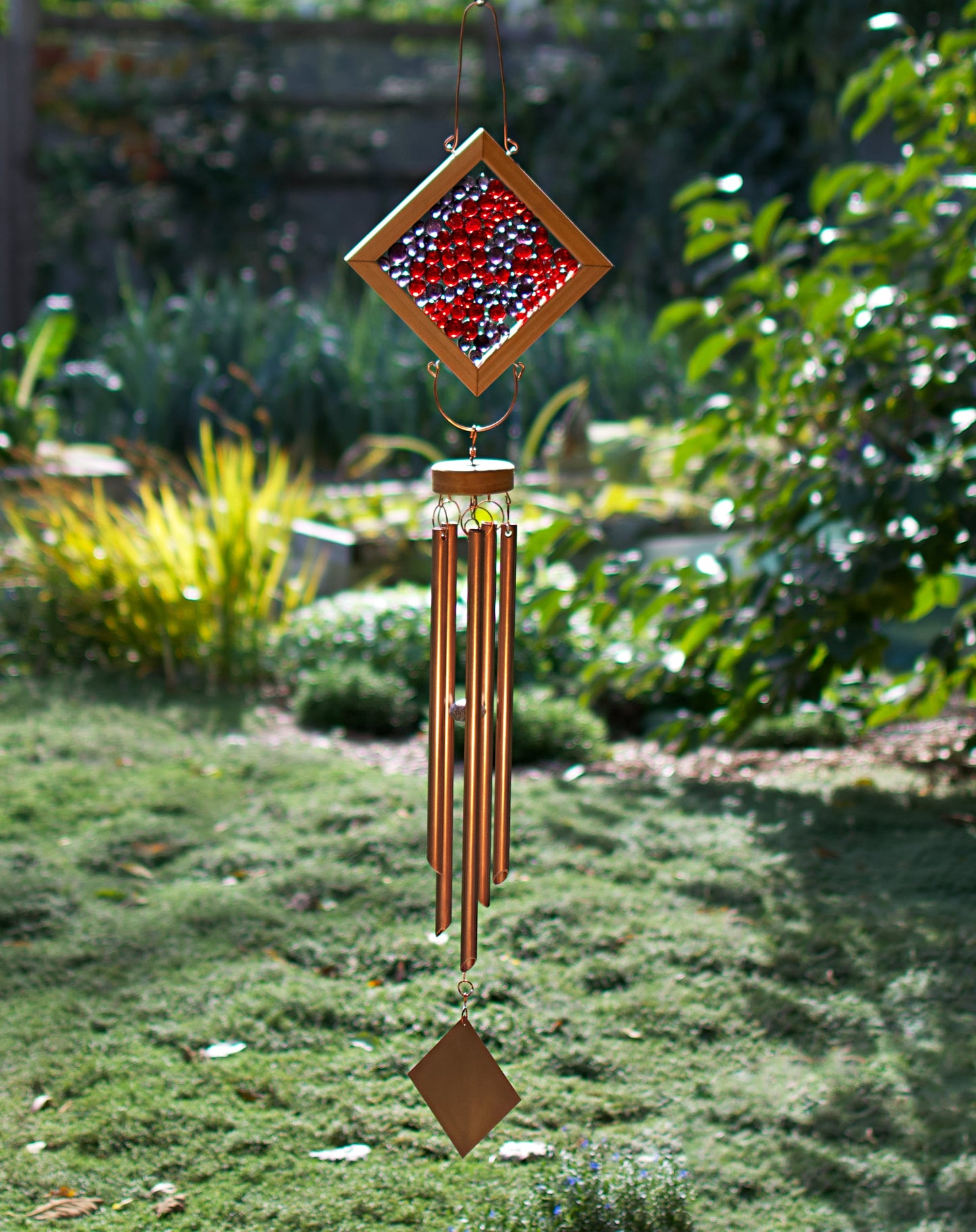 Wind Chime Colorful Glass Copper Outdoor Large Windchimes
