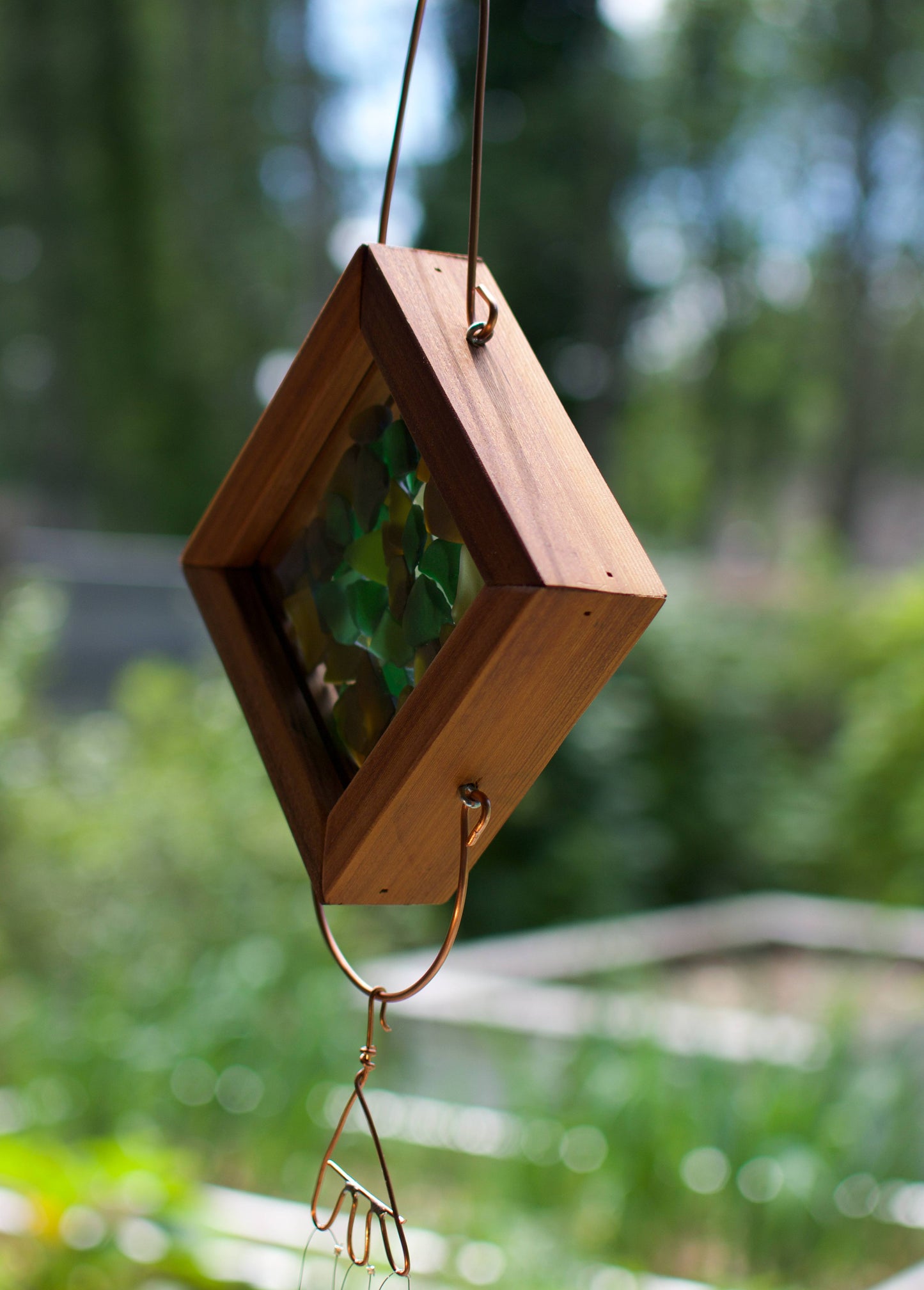 Suncatcher Wind Chime Earth Colors Glass Copper Outdoor Chimes