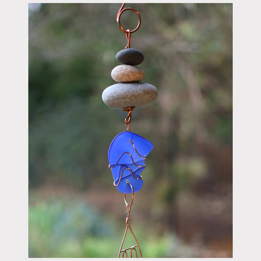 detail, zen beach stone wind chime