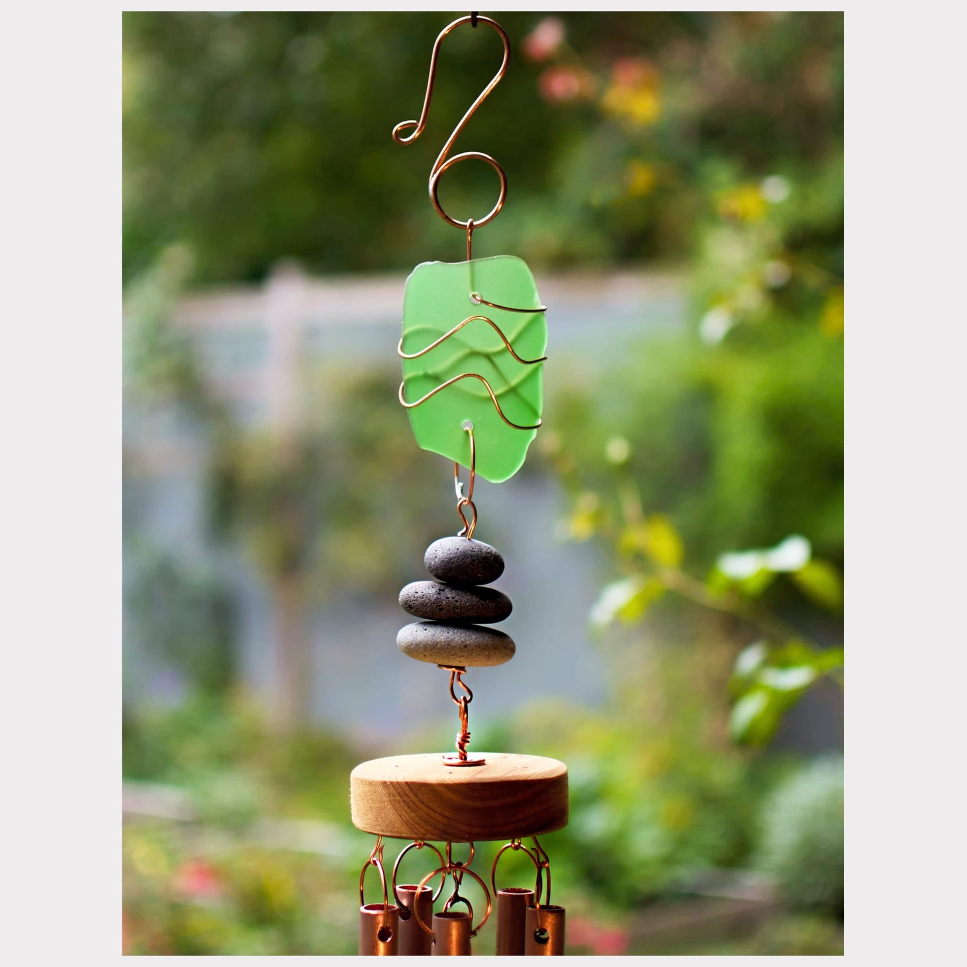 detail sea glass wind chime