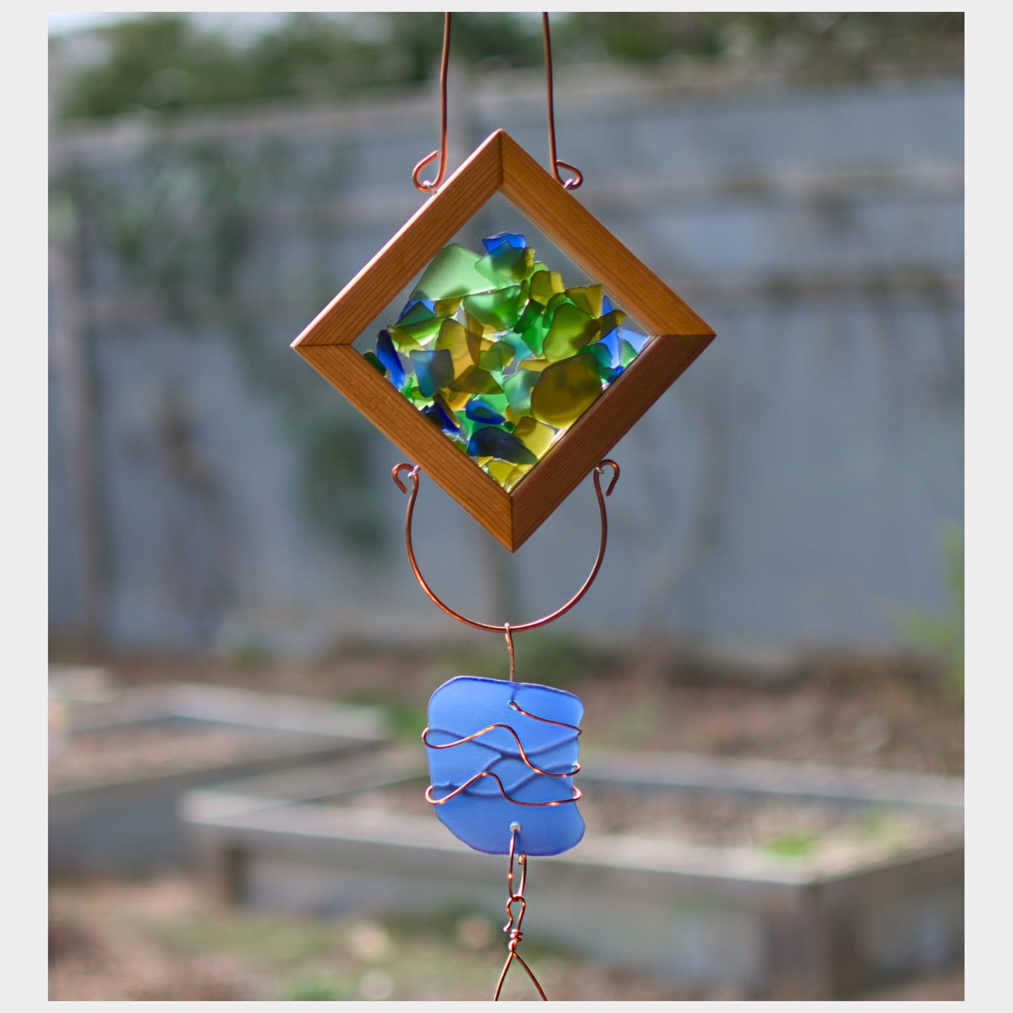 Beach Glass Wind Chime - Vibrant Colors - Soothing Outdoor Decor - Handcrafted Brass Chimes