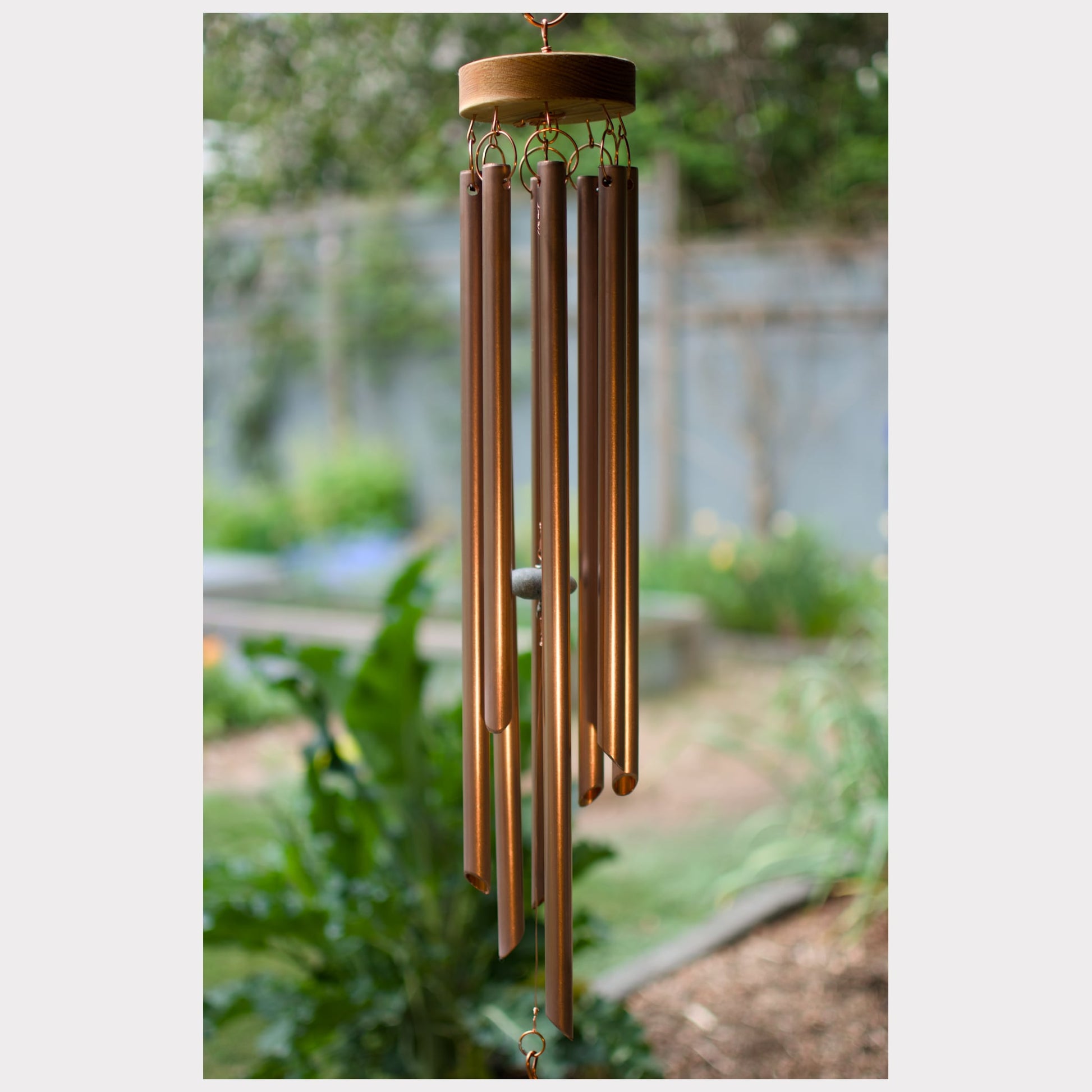 eight handcrafted copper chimes
