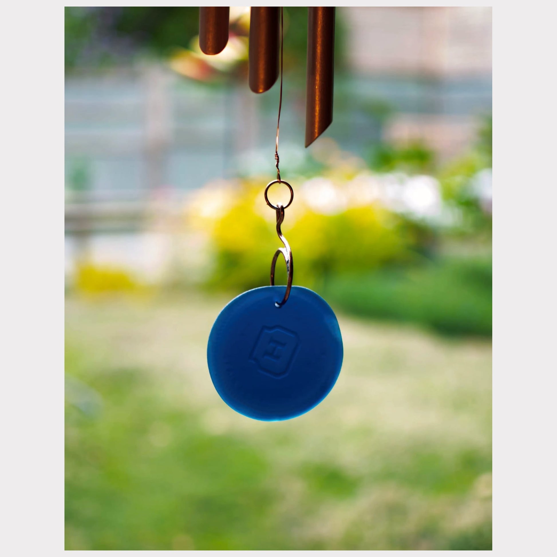 cobalt blue sea glass windsail for a wind chime