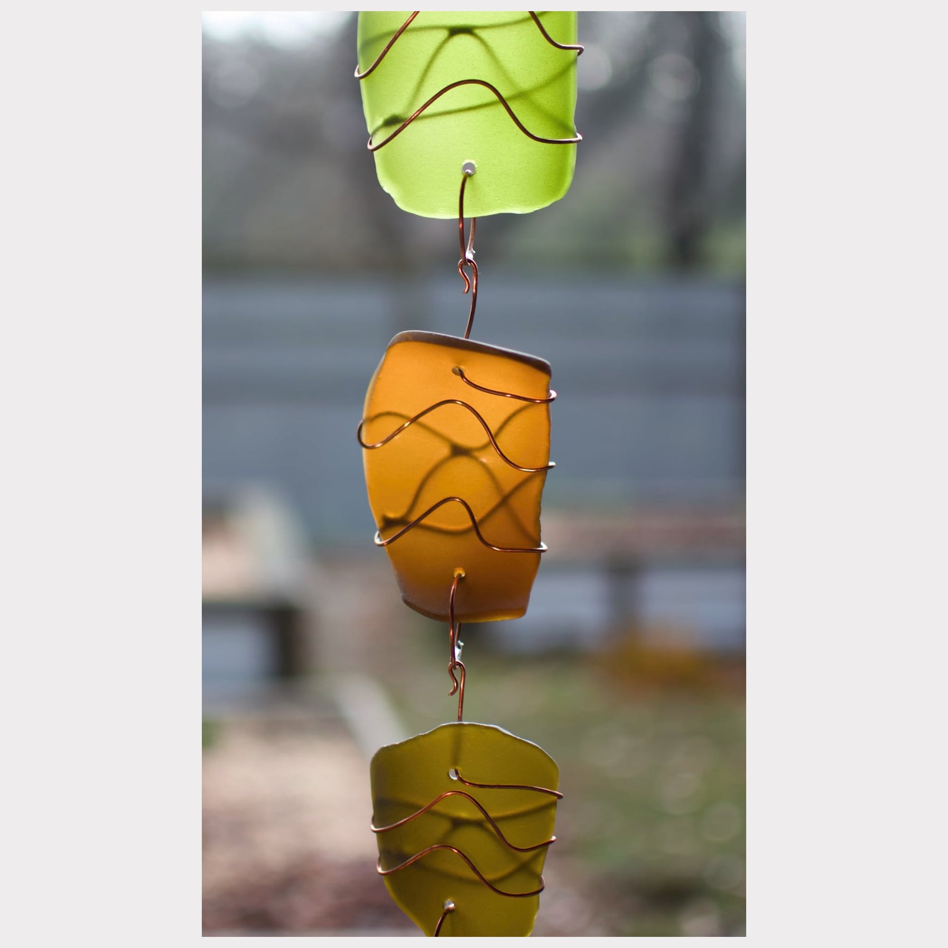 zoom detail, sea glass wind chime