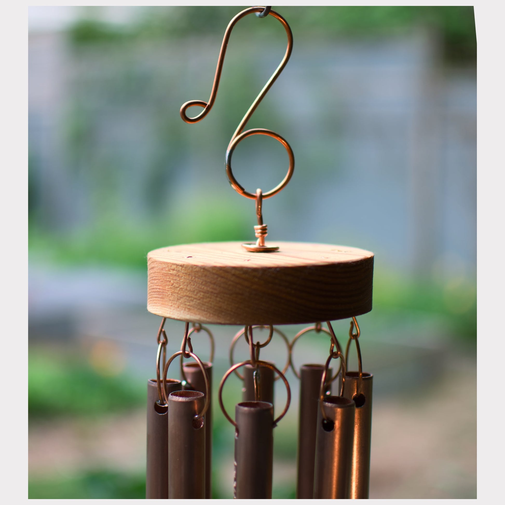 top of a copper wind chime