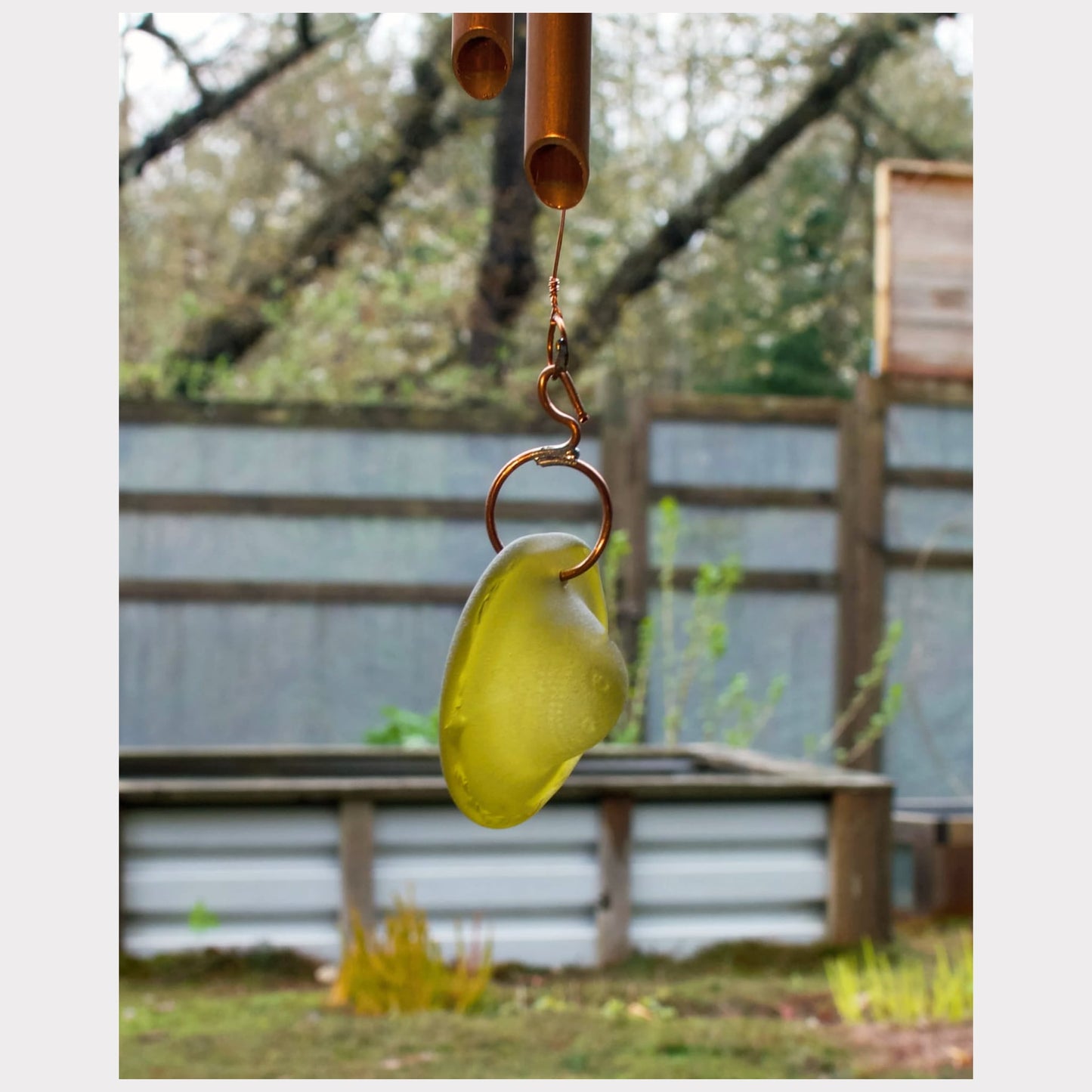 side view, sea glass windsail for a wind chime