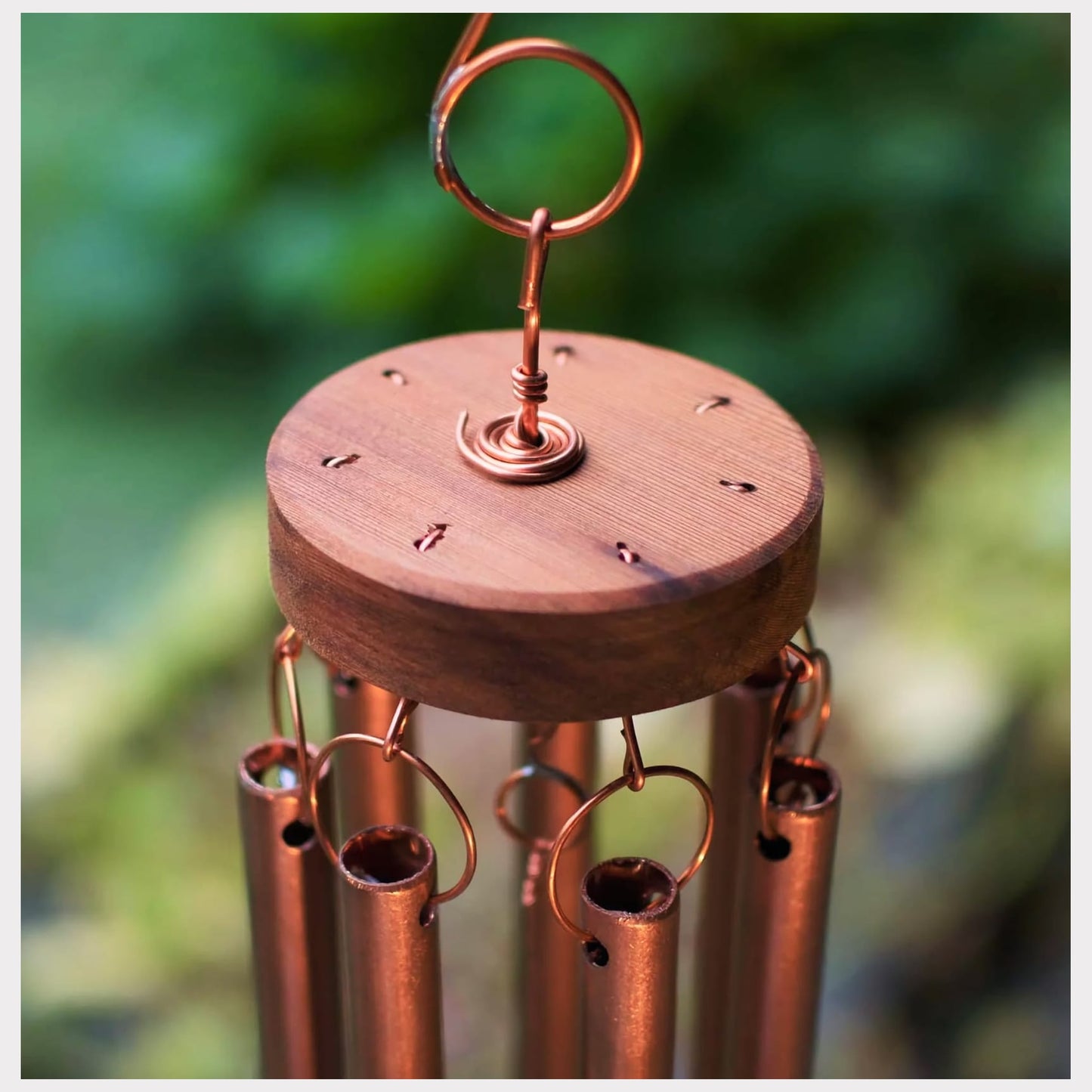 detail copper anniversary present wind chime, handcrafted