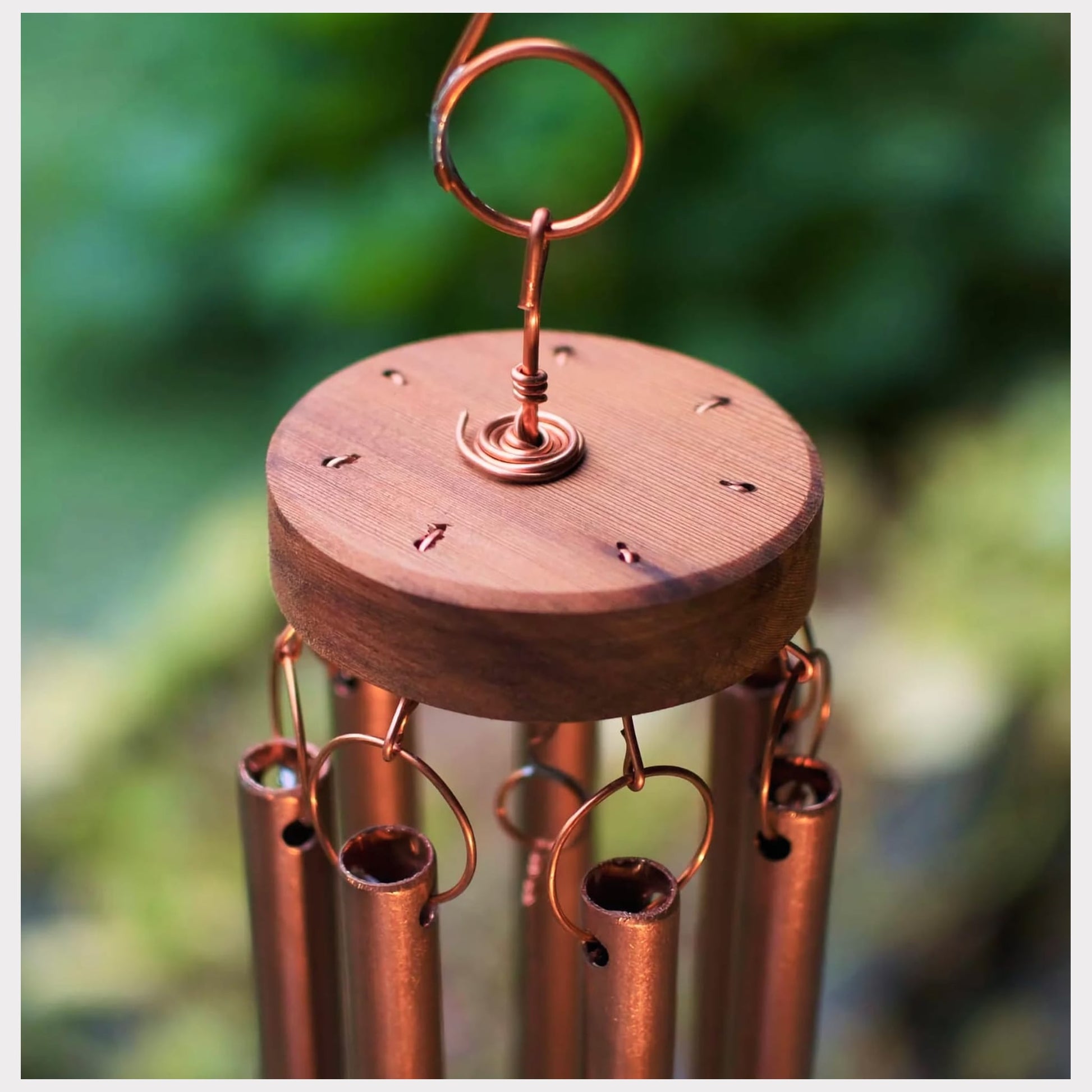 detail copper anniversary present wind chime, handcrafted