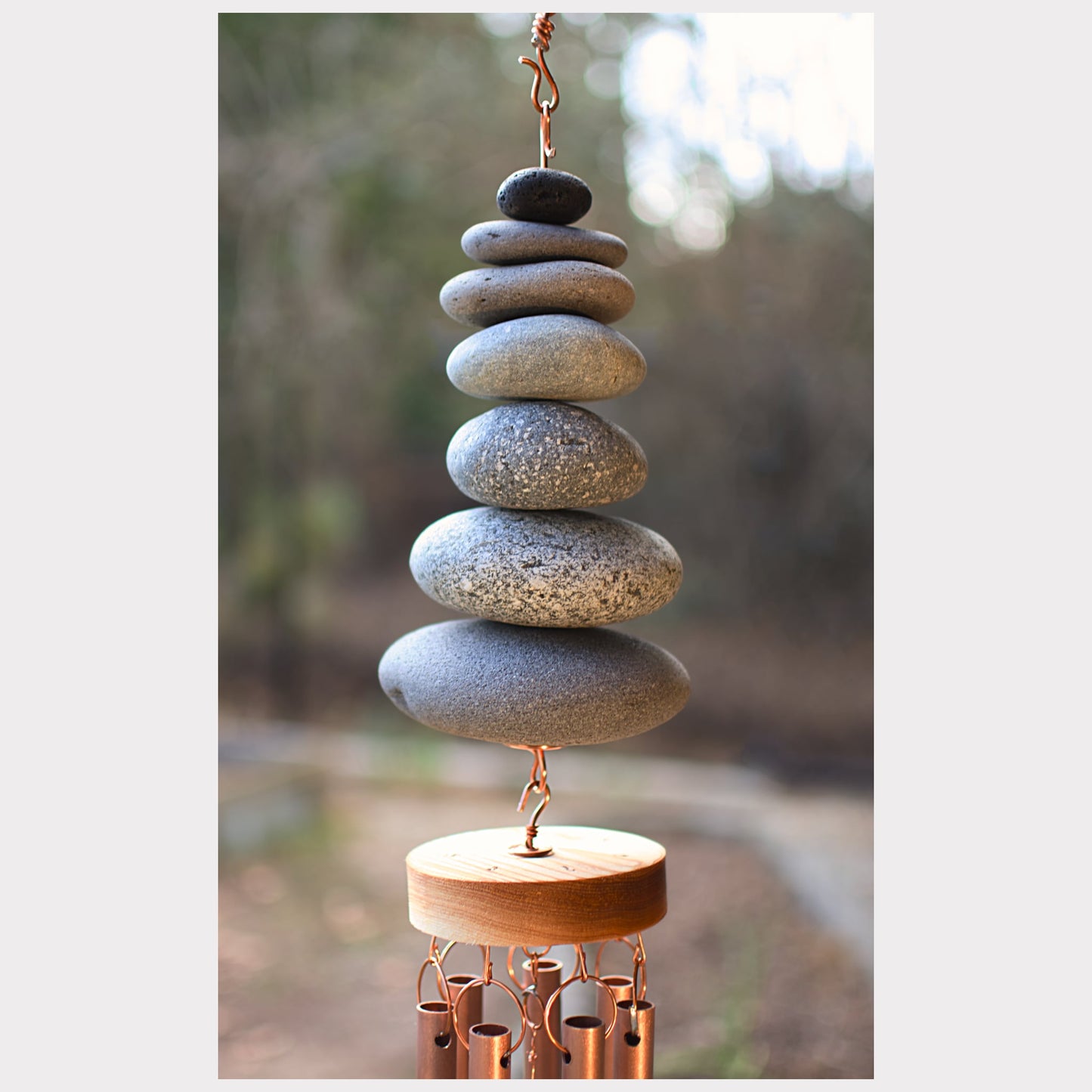 detail, zen beach stone wind chime