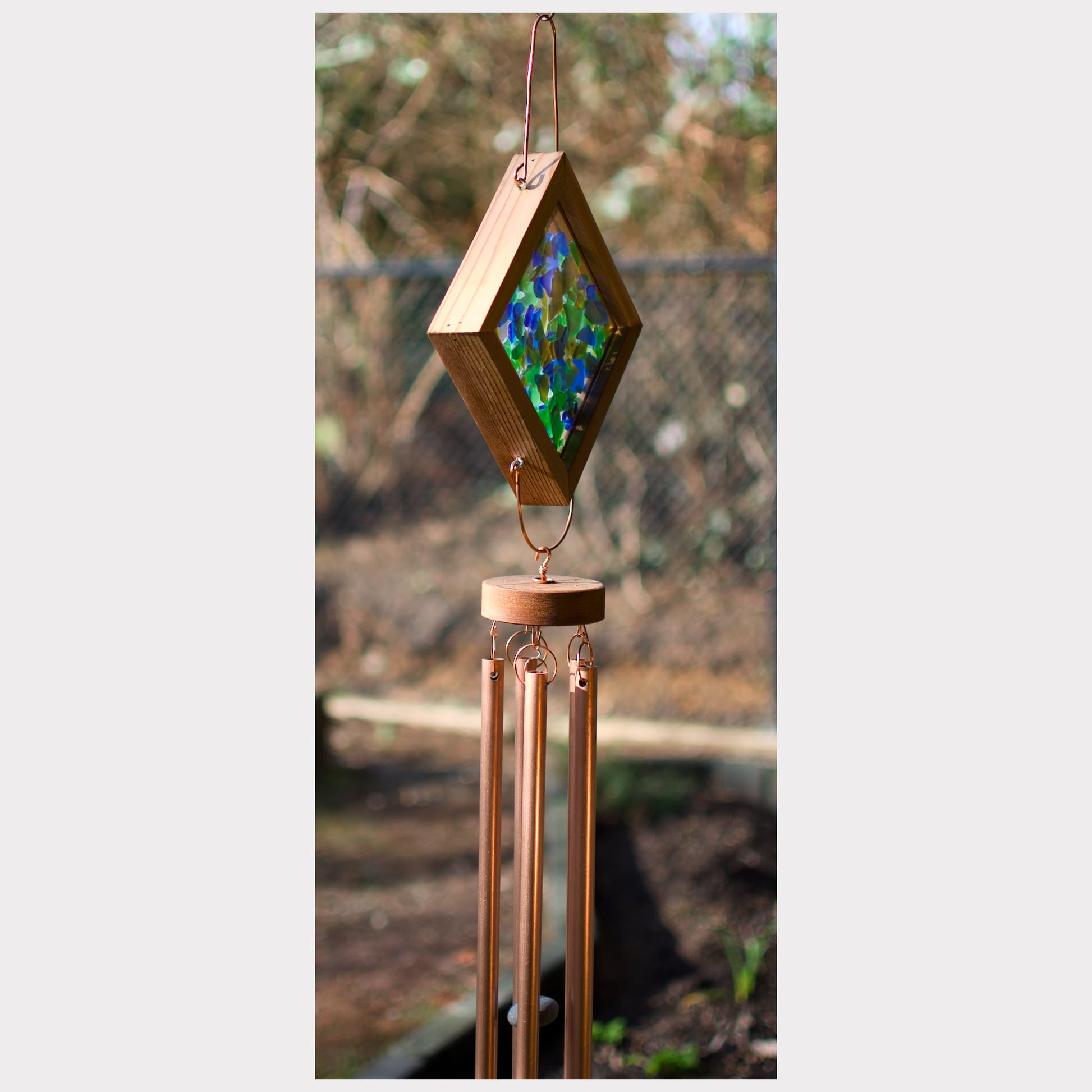 side view, kaleidoscope wind chime