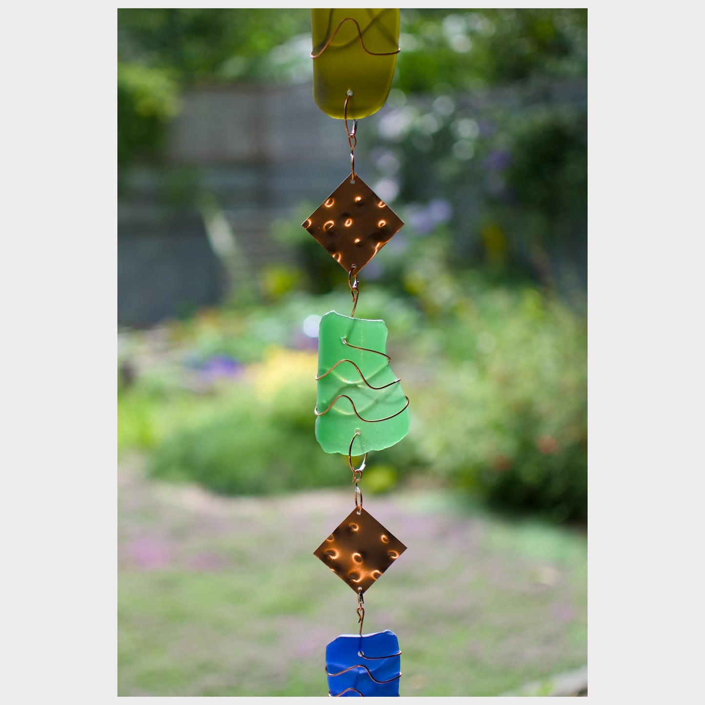 zoom detail, sea glass wind chime