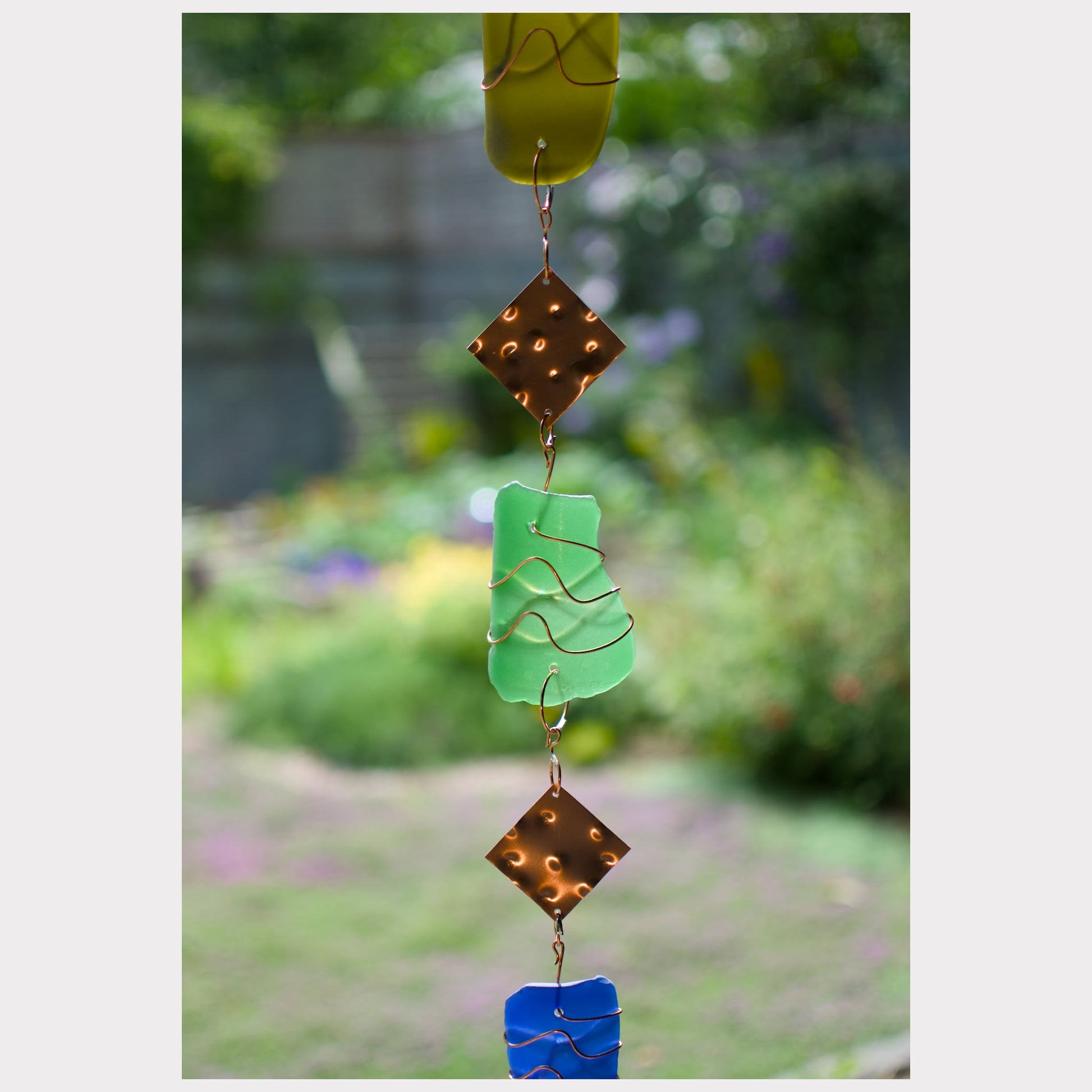 zoom detail, sea glass wind chime