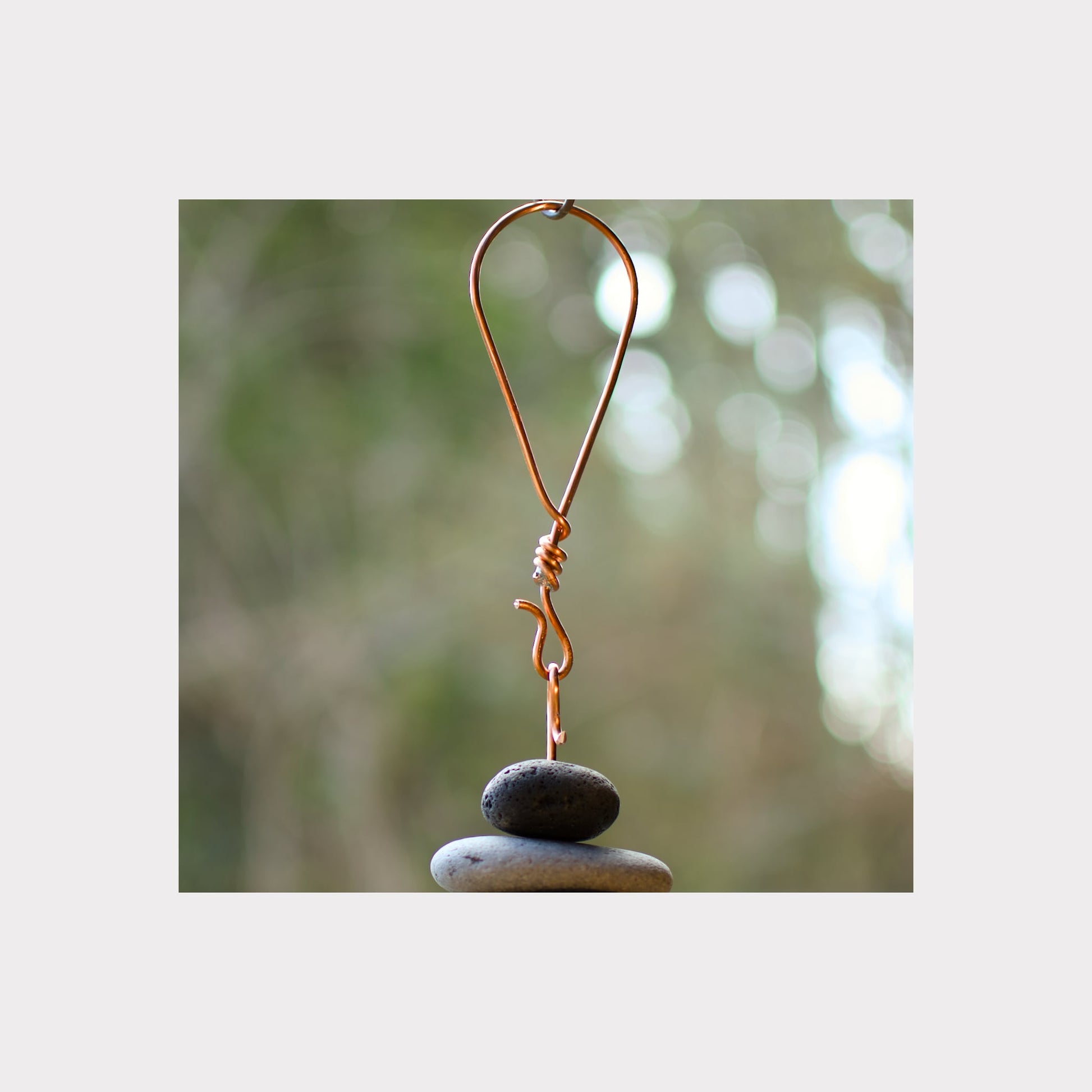 handmade copper hanging loop for a large wind chime