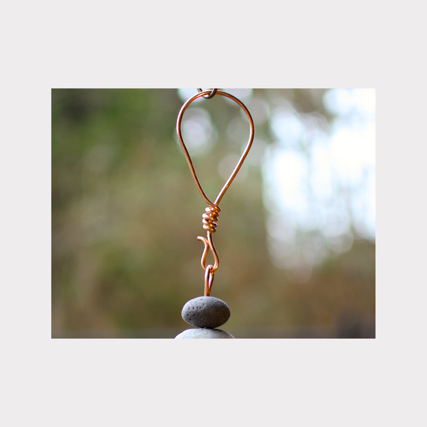 handmade copper hanging loop for a large wind chime