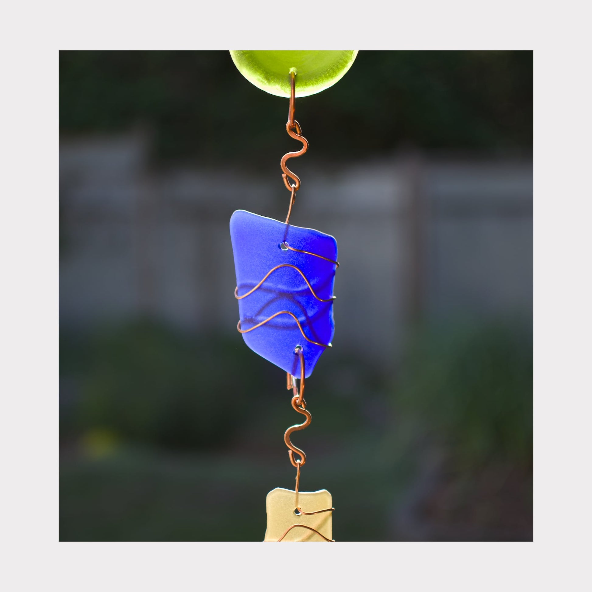 zoom detail, sea glass wind chime