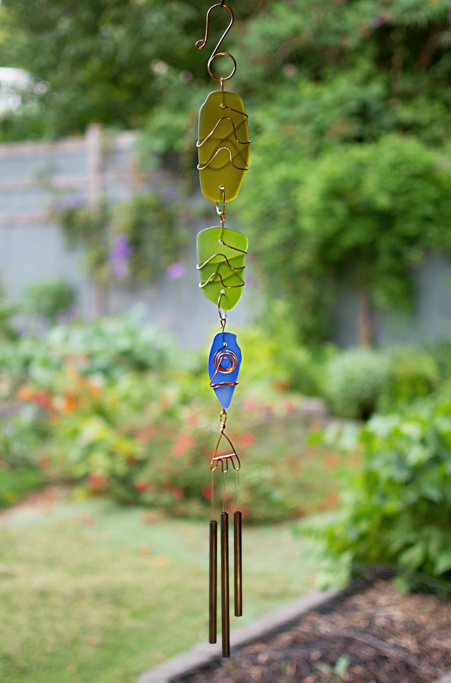 Outdoor Sea Glass Copper Handcrafted Art Wind Chime