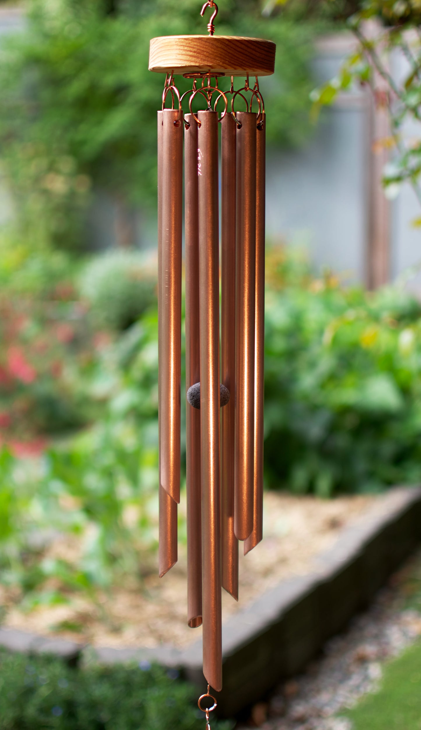 Wind Chime Zen Large Beach Stones Outdoor 7 Copper Chimes