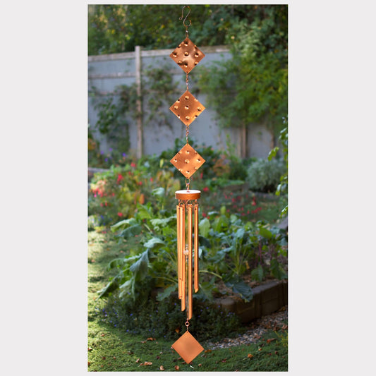 Large wind chime, hammer copper top section, 7 copper chimes.