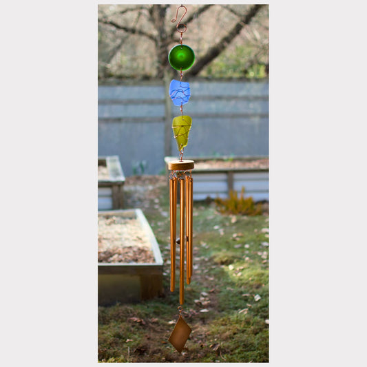 Large sea glass and copper wind chime.