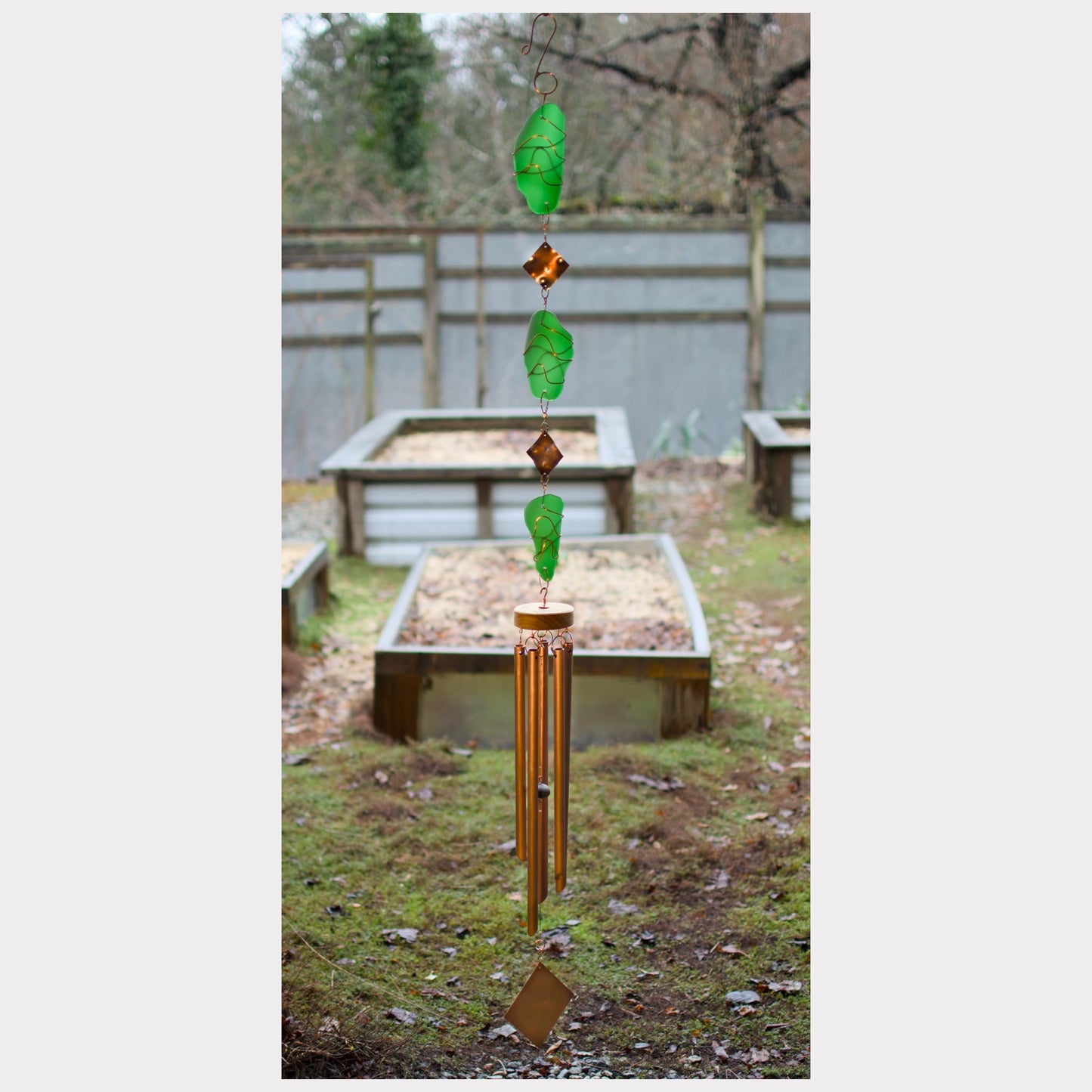 Sea glass large wind chime handcrafted