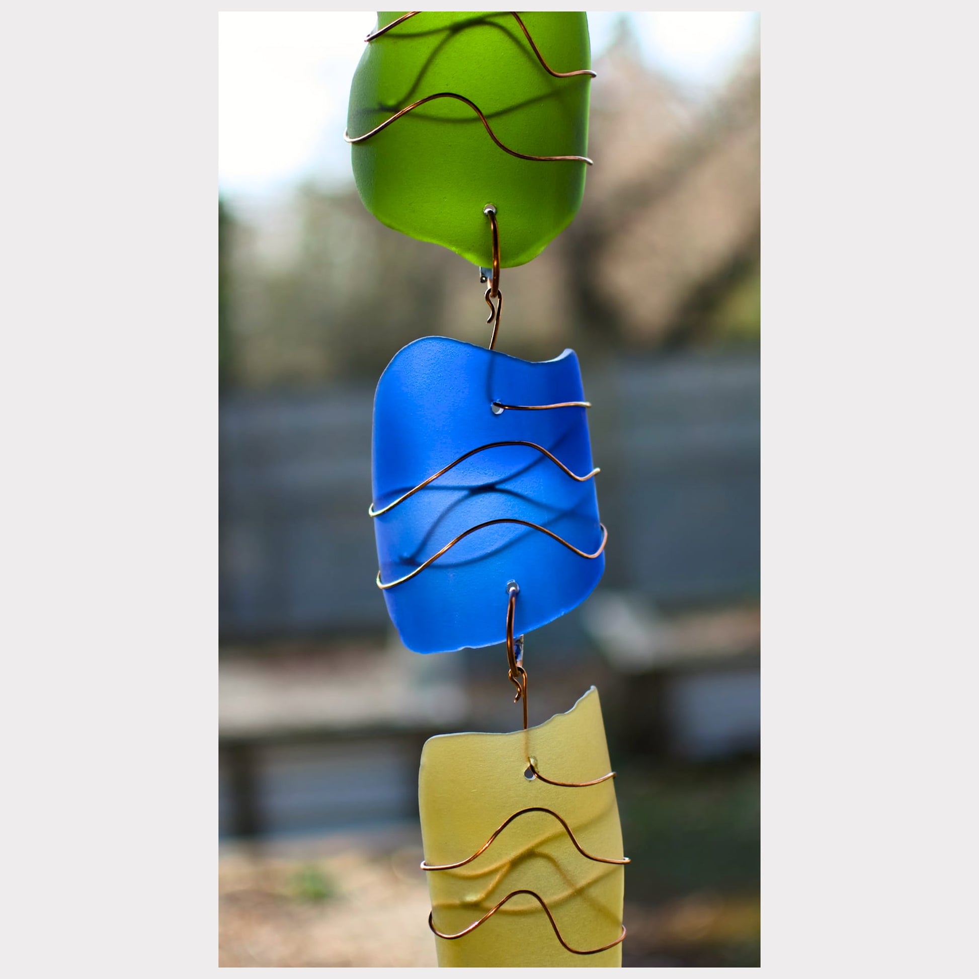 zoom detail, sea glass wind chime