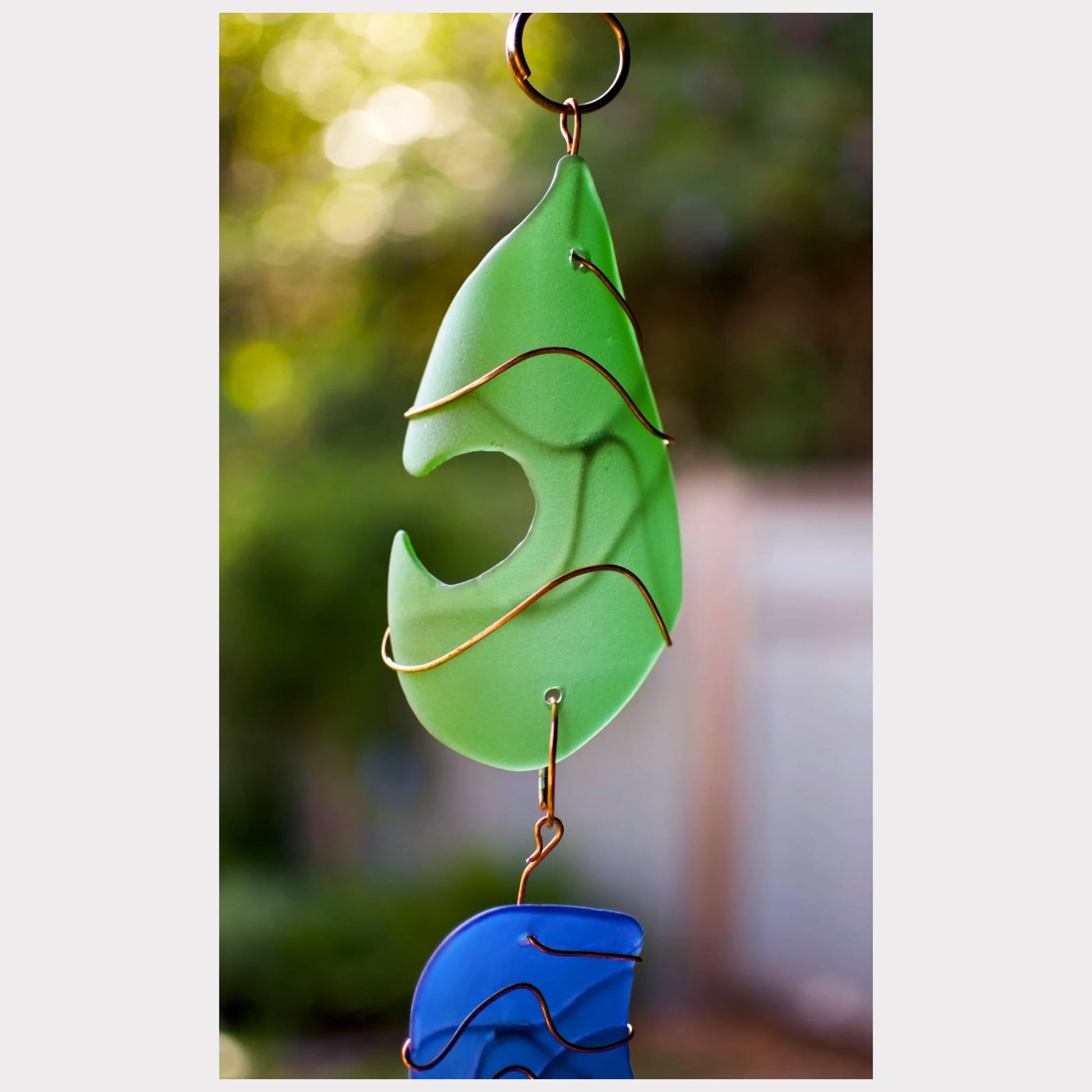 zoom detail, sea glass wind chime