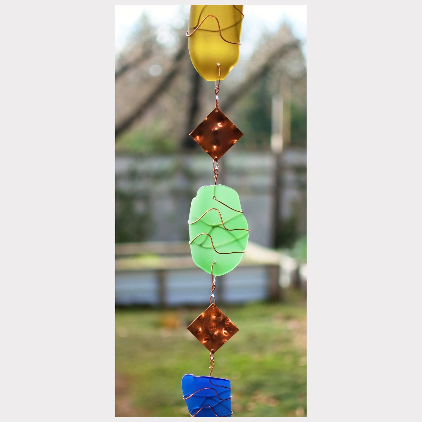 zoom detail, sea glass wind chime