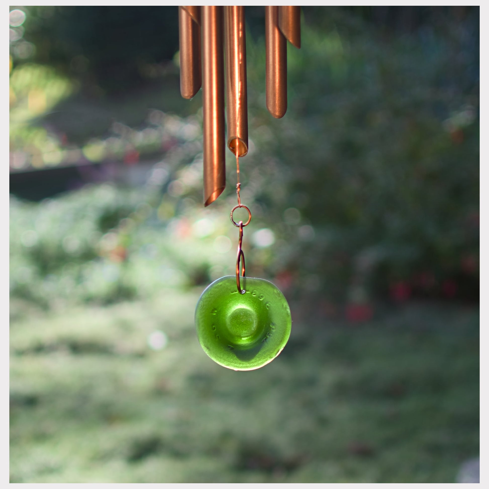 detail, copper wind chime sea glass windsail