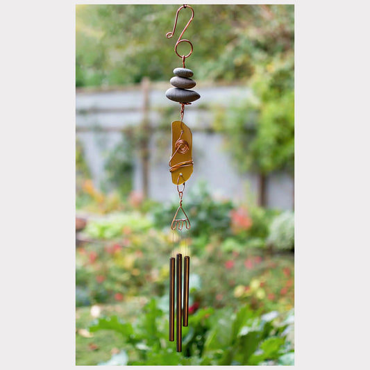 Wind Chime Sea Glass Beach Stone Handcrafted Chimes