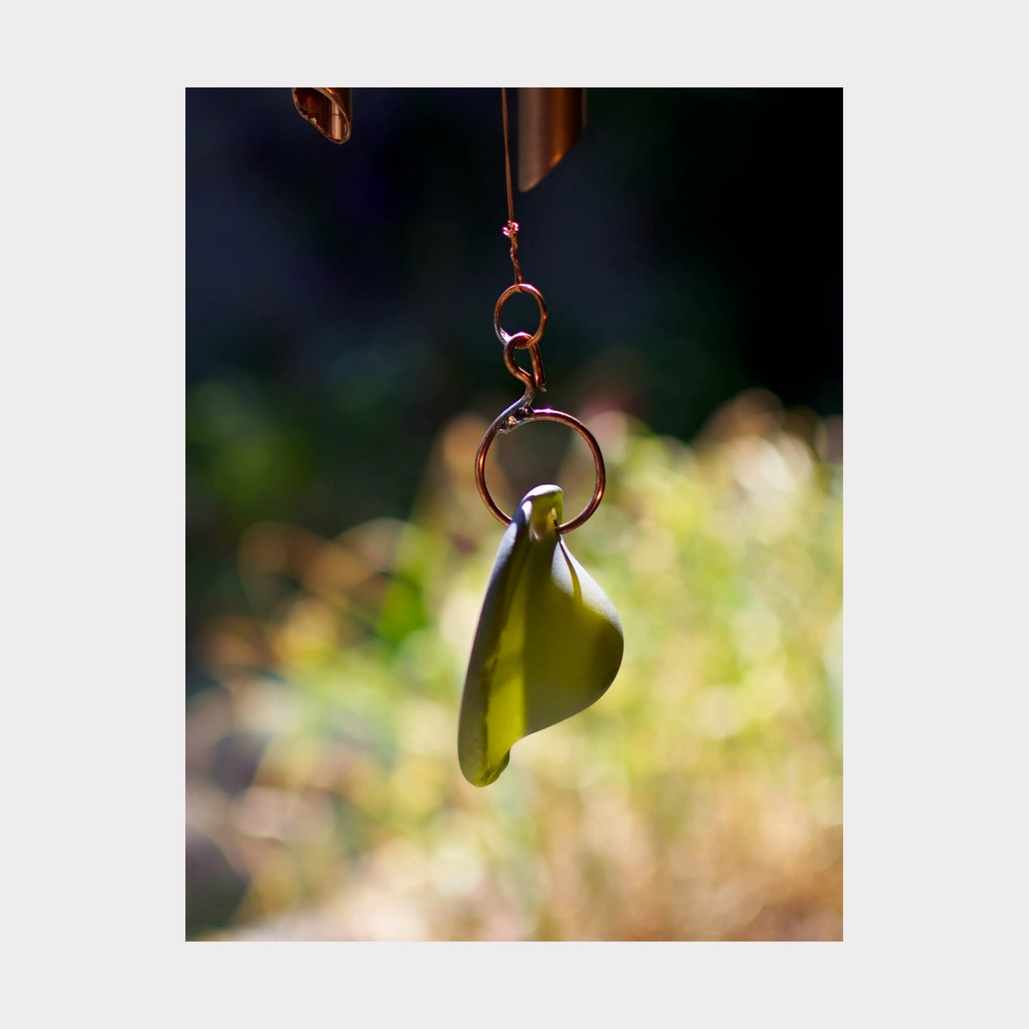 side view, sea glass windsail for a wind chime